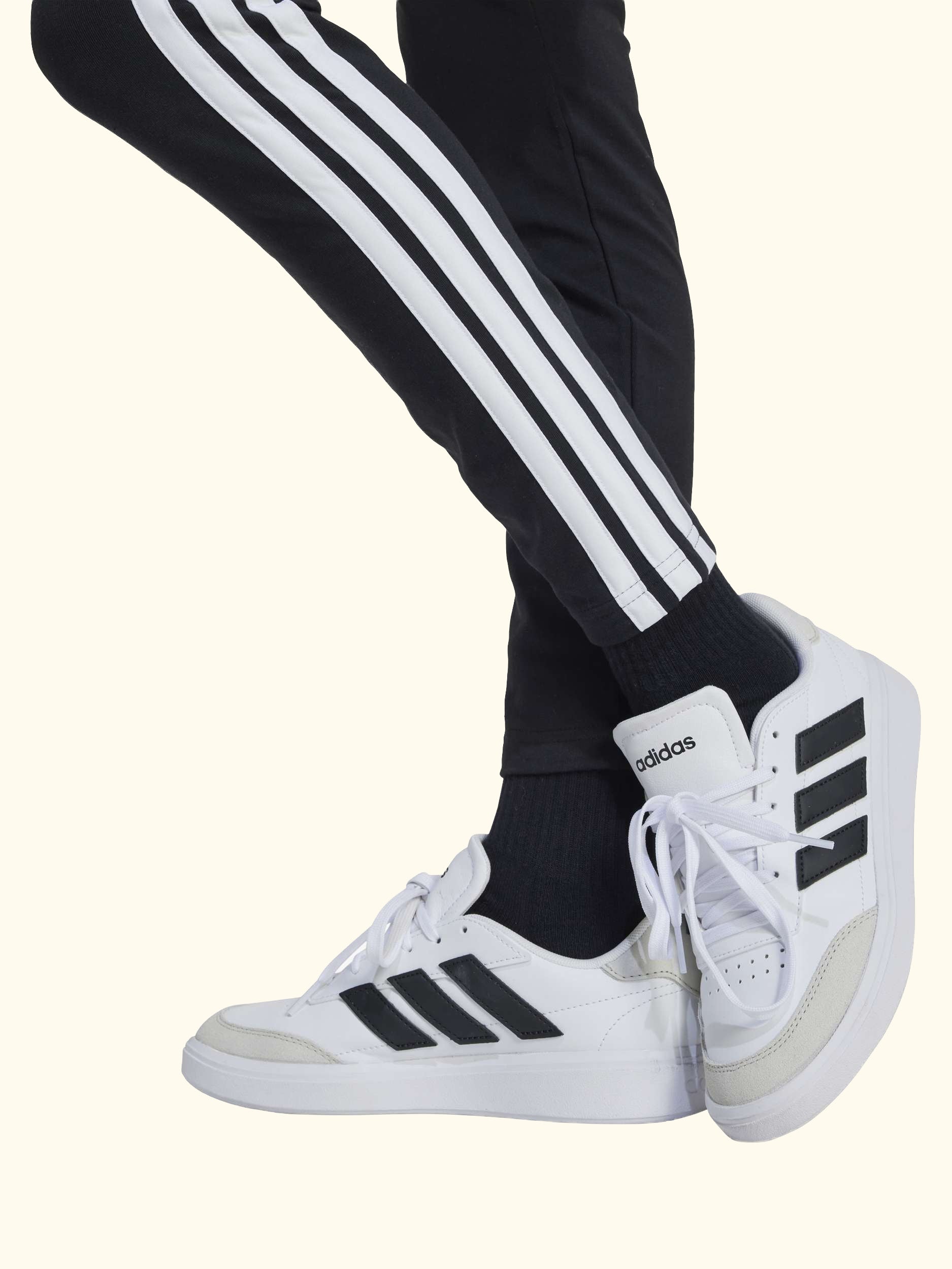 Kids' Cotton Blend Essential Leggings, Black/White