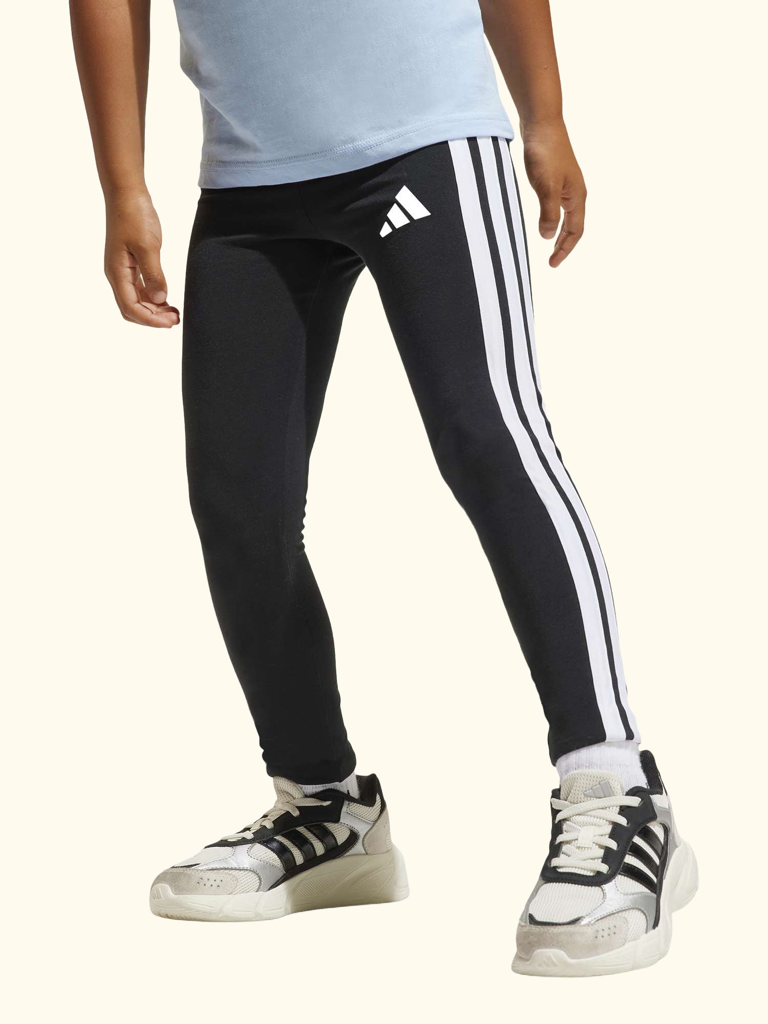 Kids' Cotton Blend Essentials Leggings, Black/White