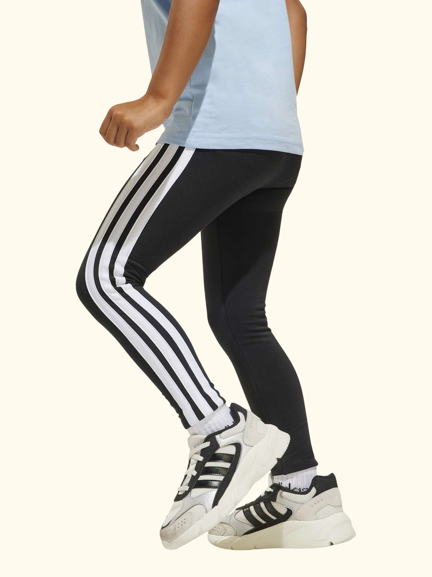 Kids' Cotton Blend Essentials Leggings, Black/White