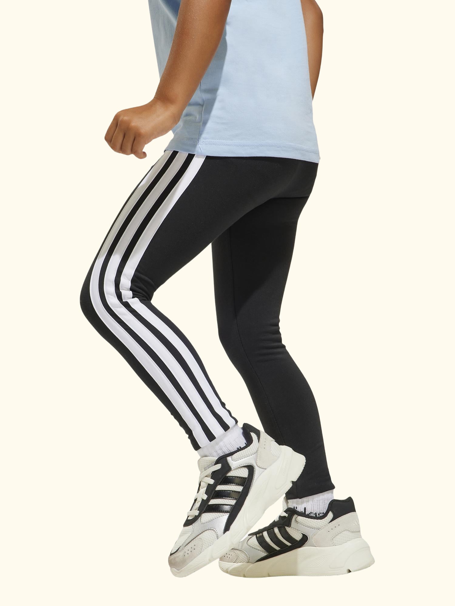 Kids' Cotton Blend Essentials Leggings, Black/White