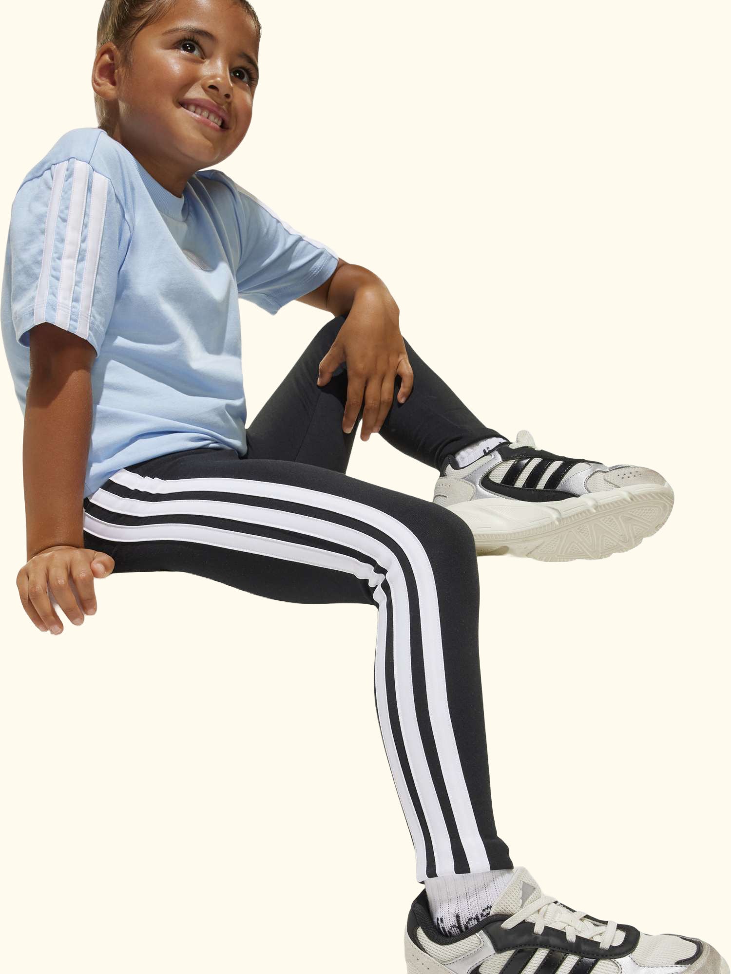 Kids' Cotton Blend Essentials Leggings, Black/White