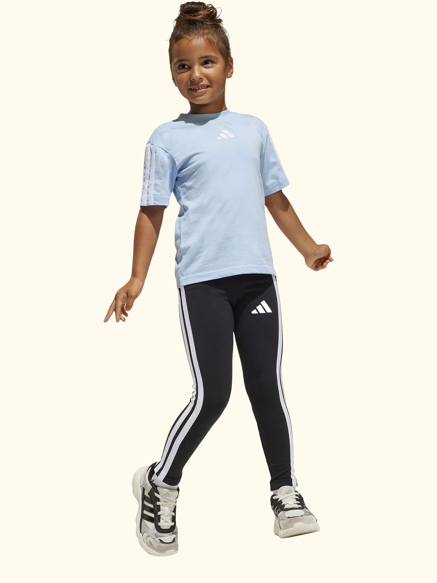 Kids' Cotton Blend Essentials Leggings, Black/White