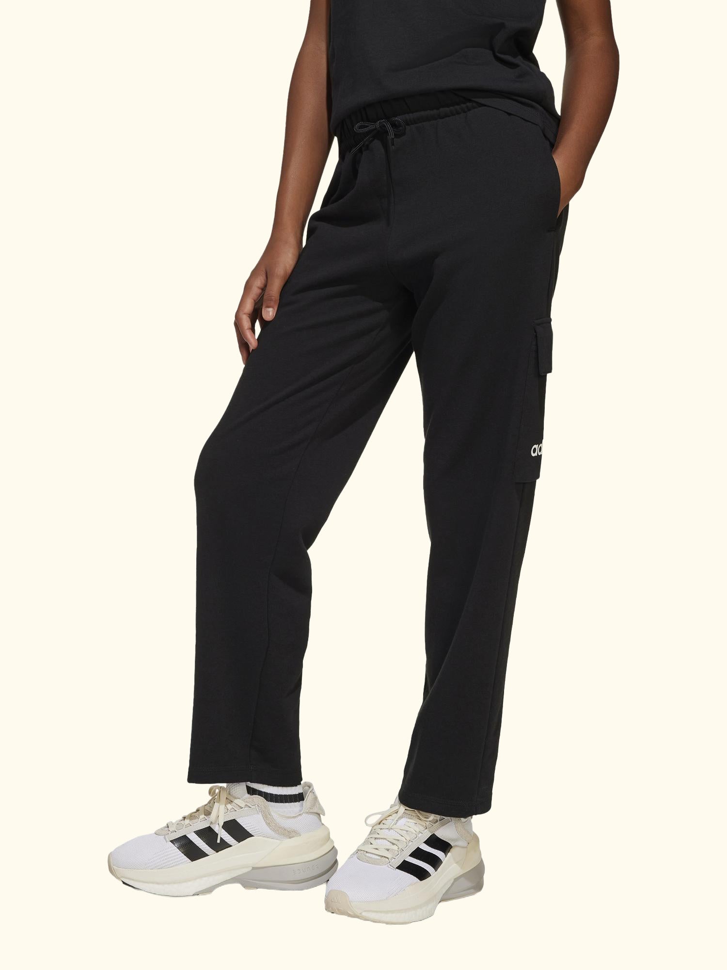 Kids' Essentials Cargo Trousers, Black/White