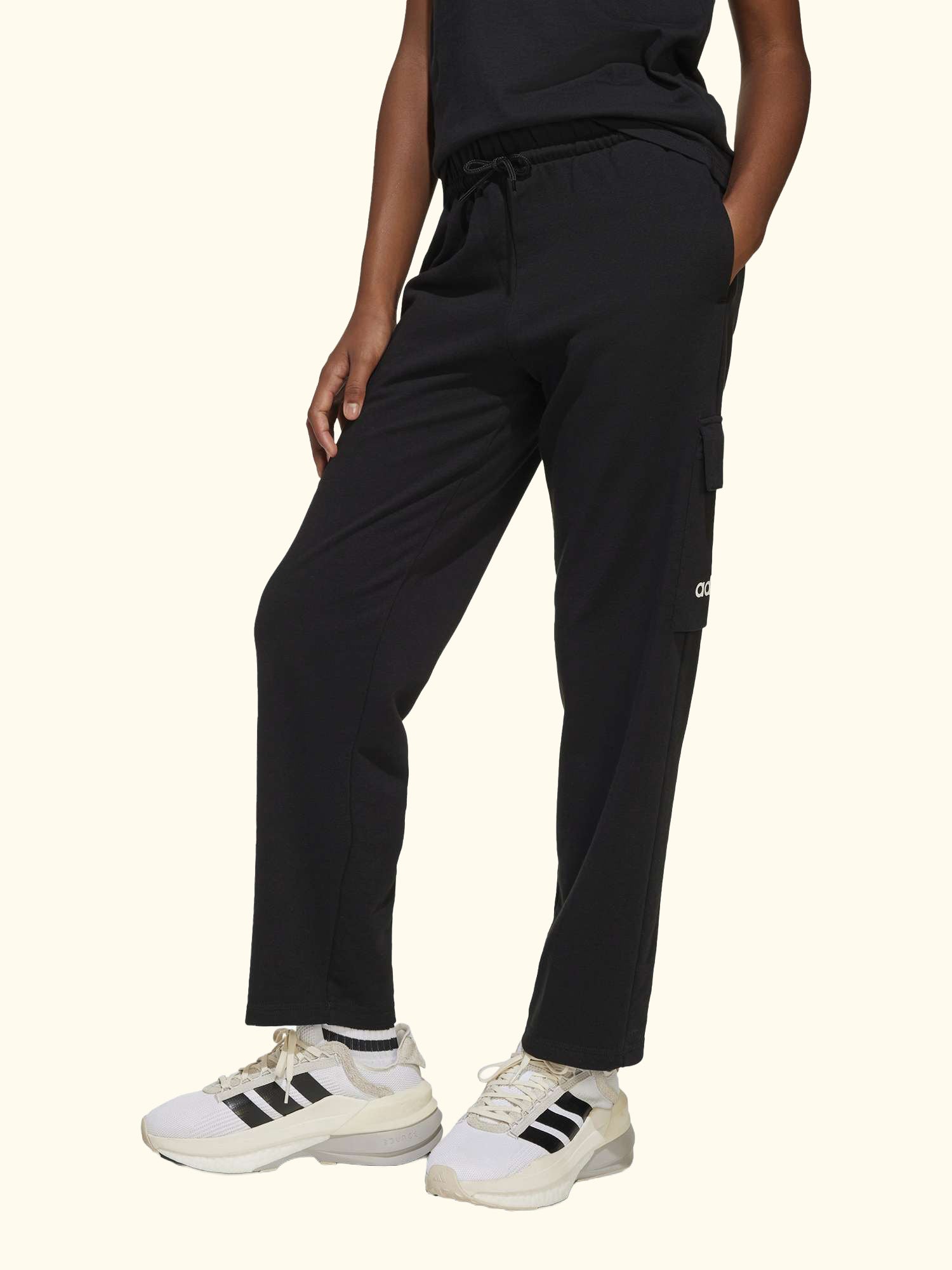 Kids' Essentials Cargo Trousers, Black/White