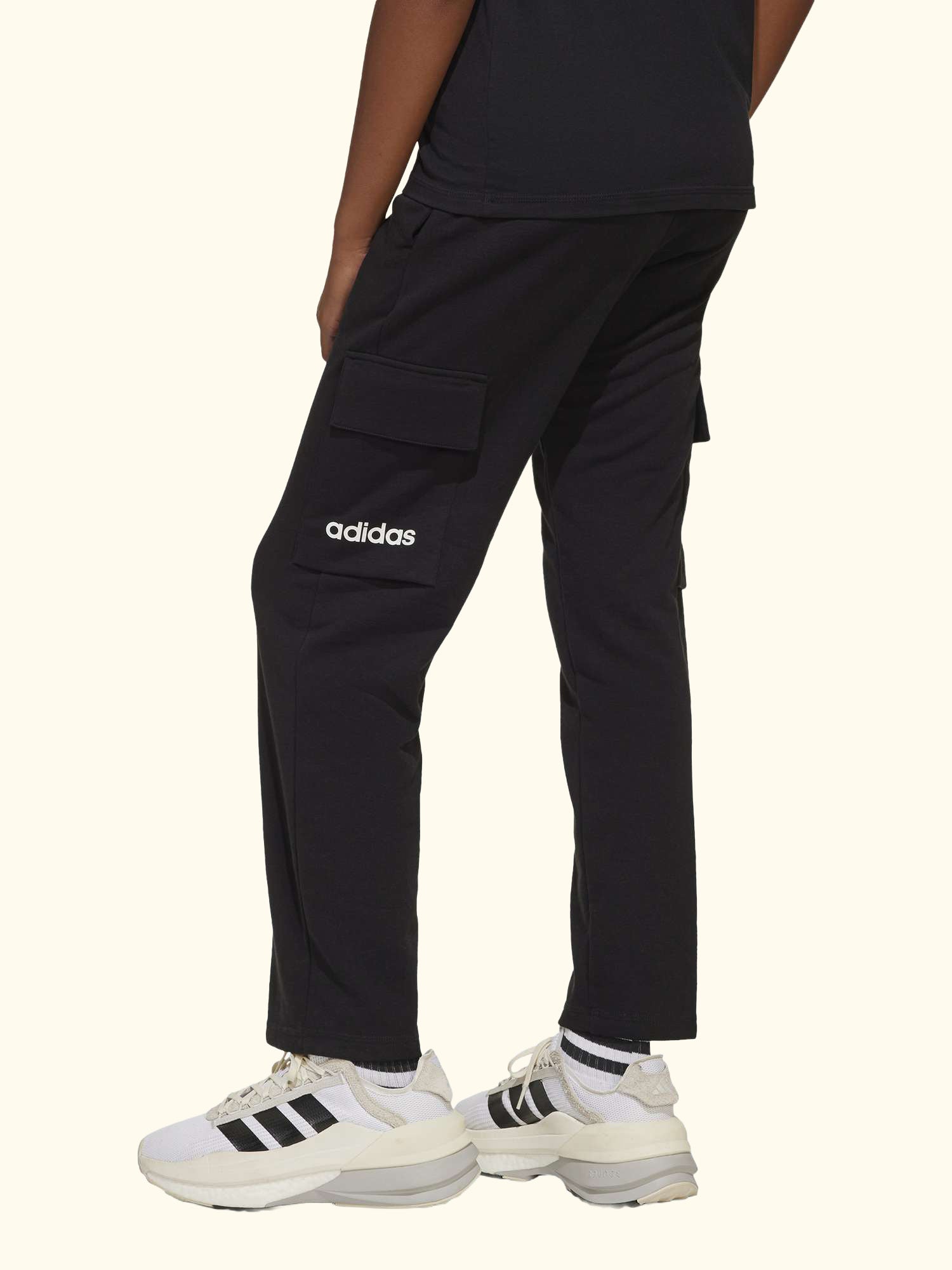 Kids' Essentials Cargo Trousers, Black/White