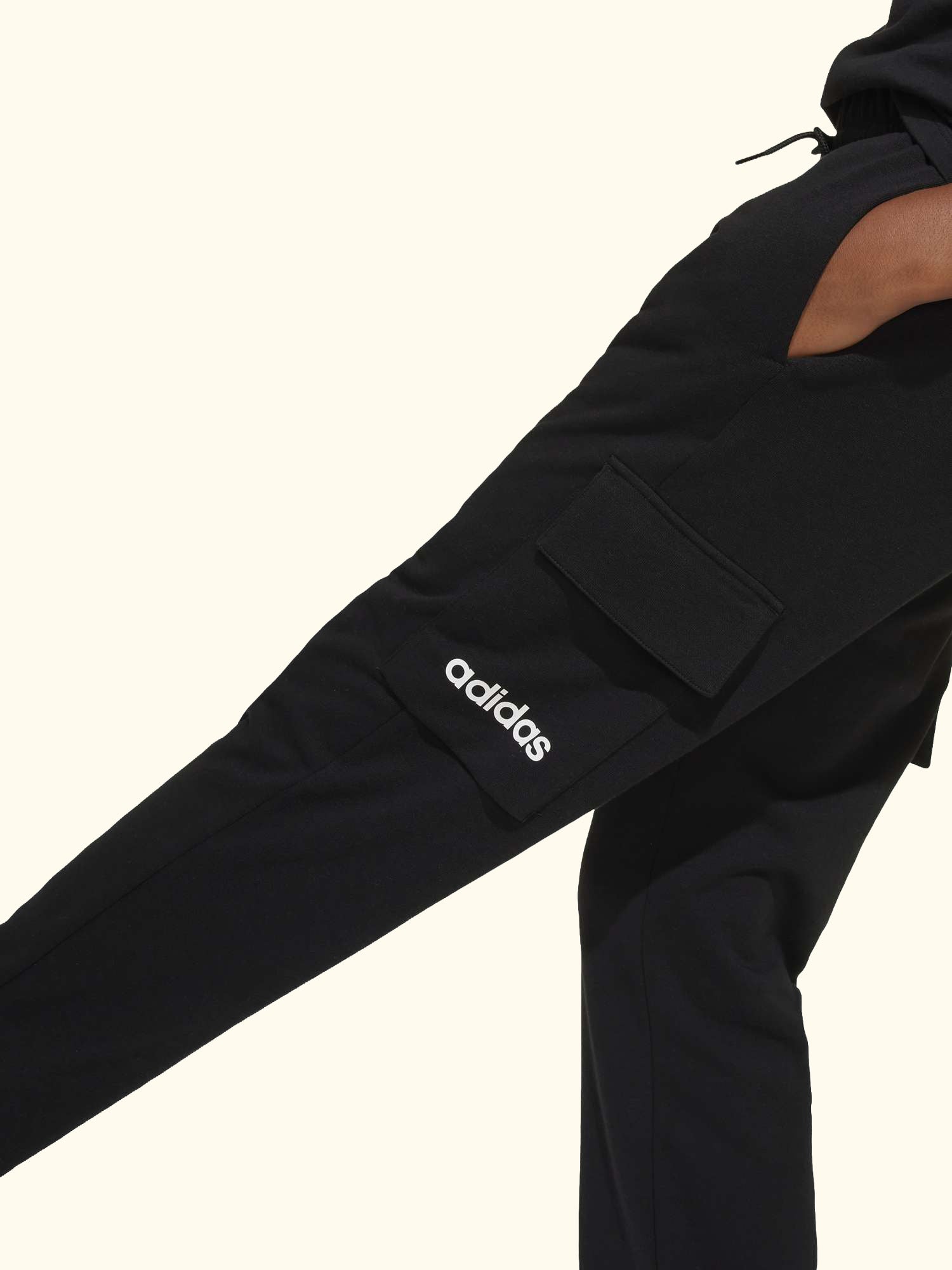 Kids' Essentials Cargo Trousers, Black/White