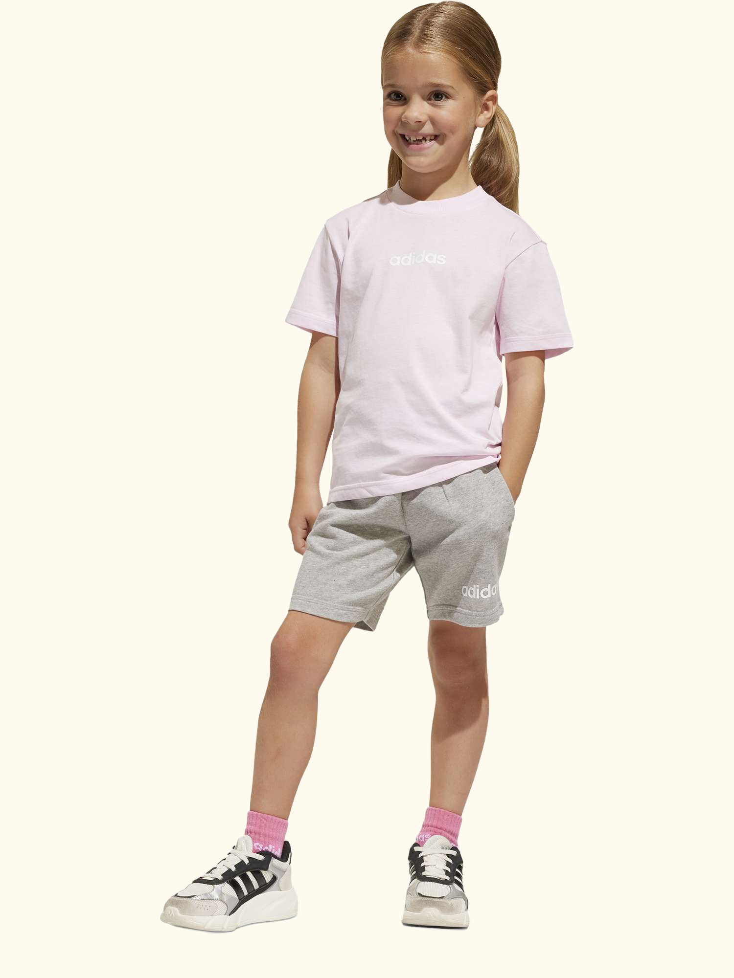 Kids' Unisex Cotton Essentials T-Shirt Set, Pink/Grey