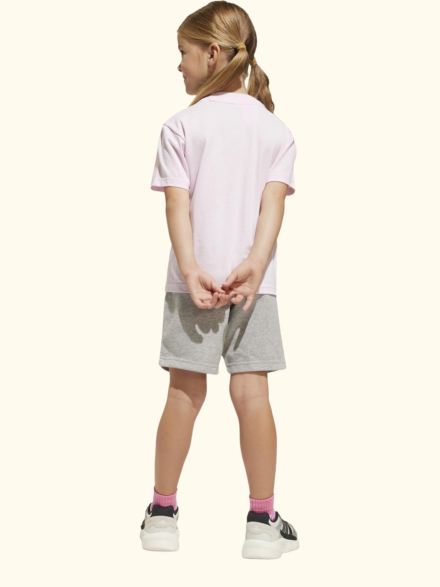Kids' Unisex Cotton Essentials T-Shirt Set, Pink/Grey