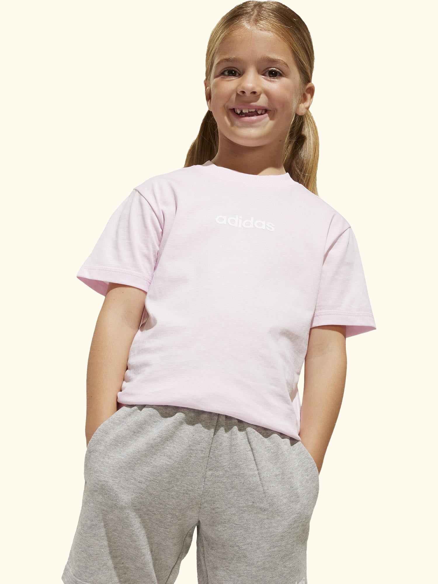Kids' Unisex Cotton Essentials T-Shirt Set, Pink/Grey