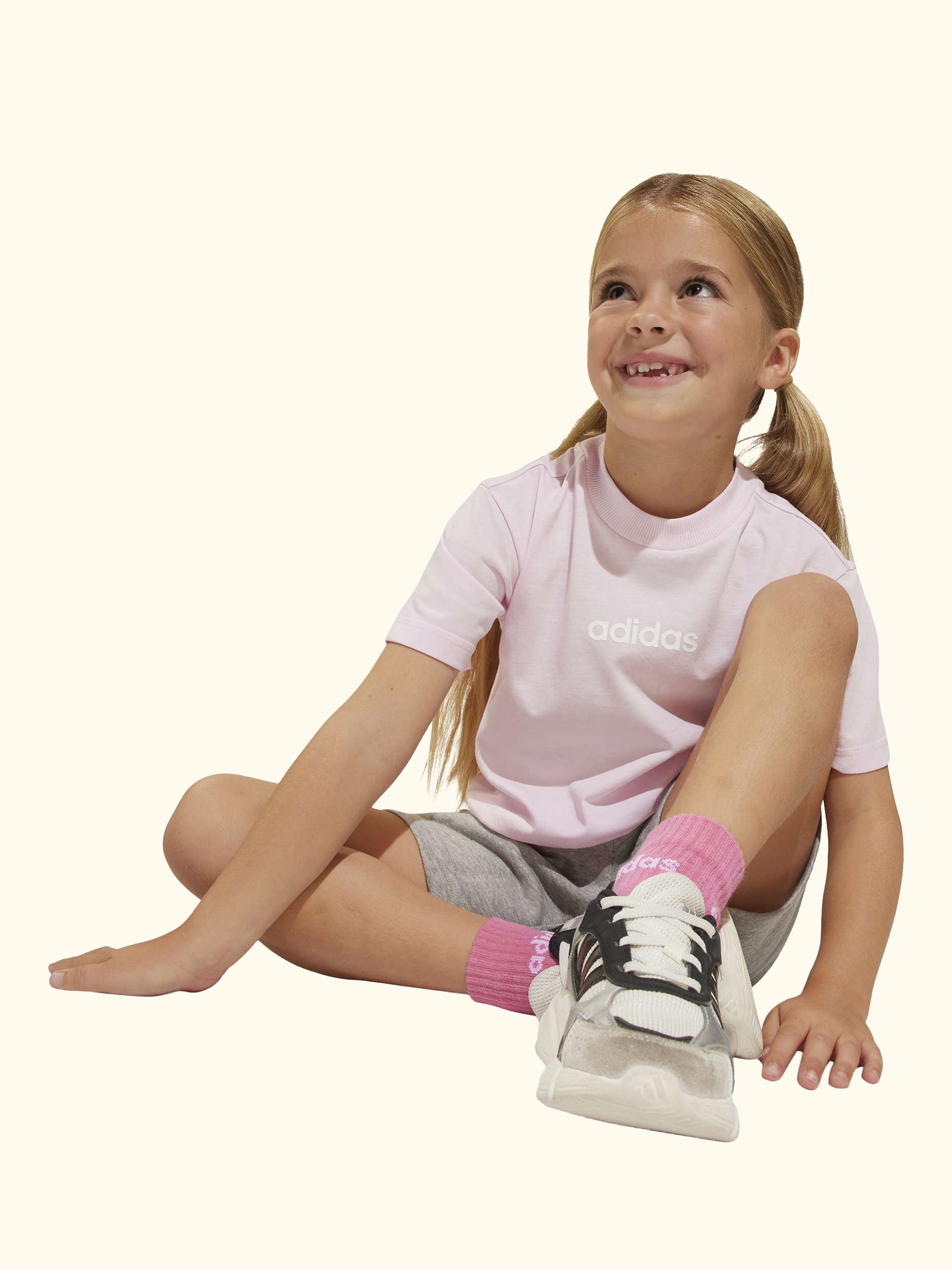 Kids' Unisex Cotton Essentials T-Shirt Set, Pink/Grey