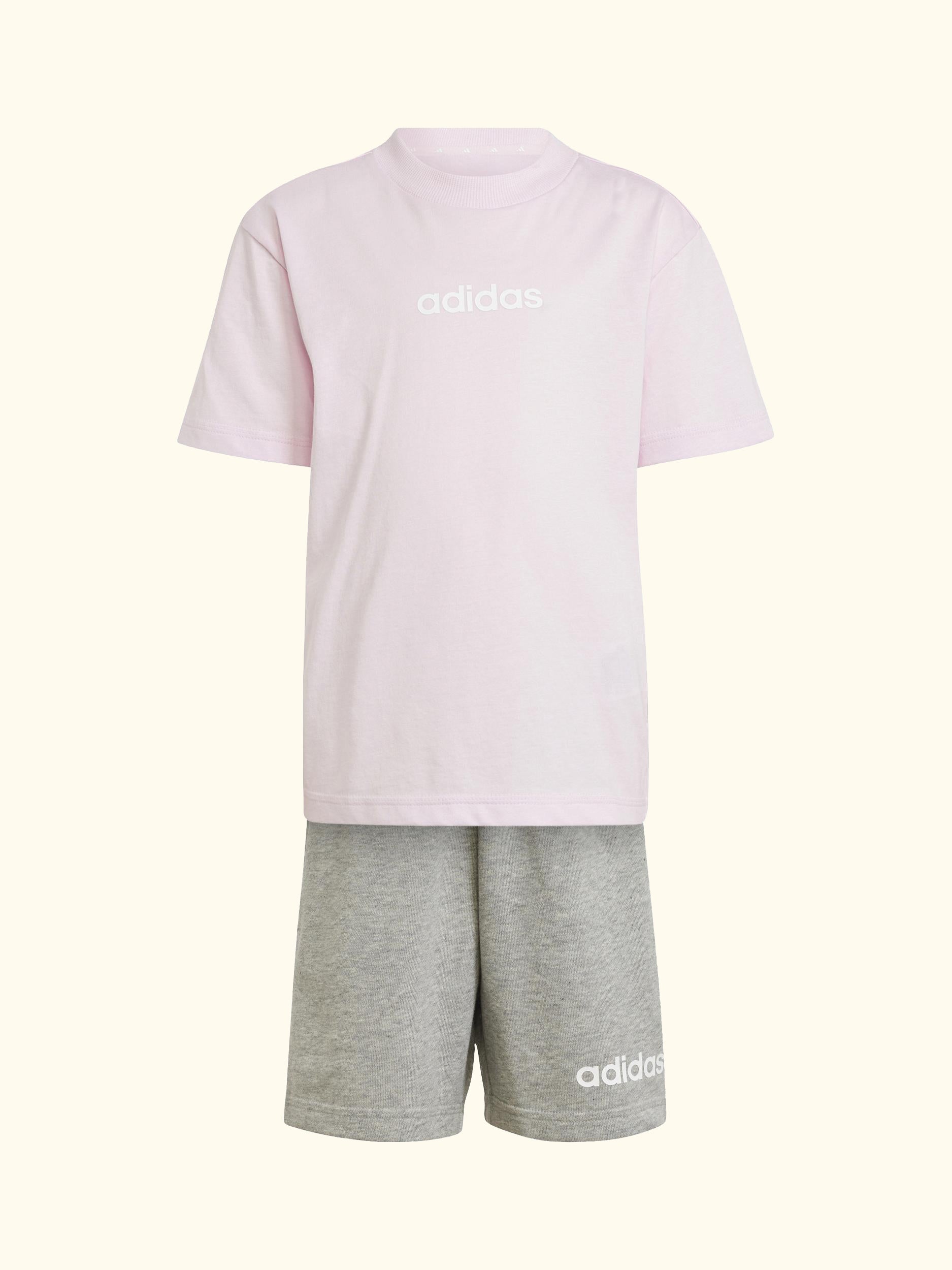 Kids' Unisex Cotton Essentials T-Shirt Set, Pink/Grey