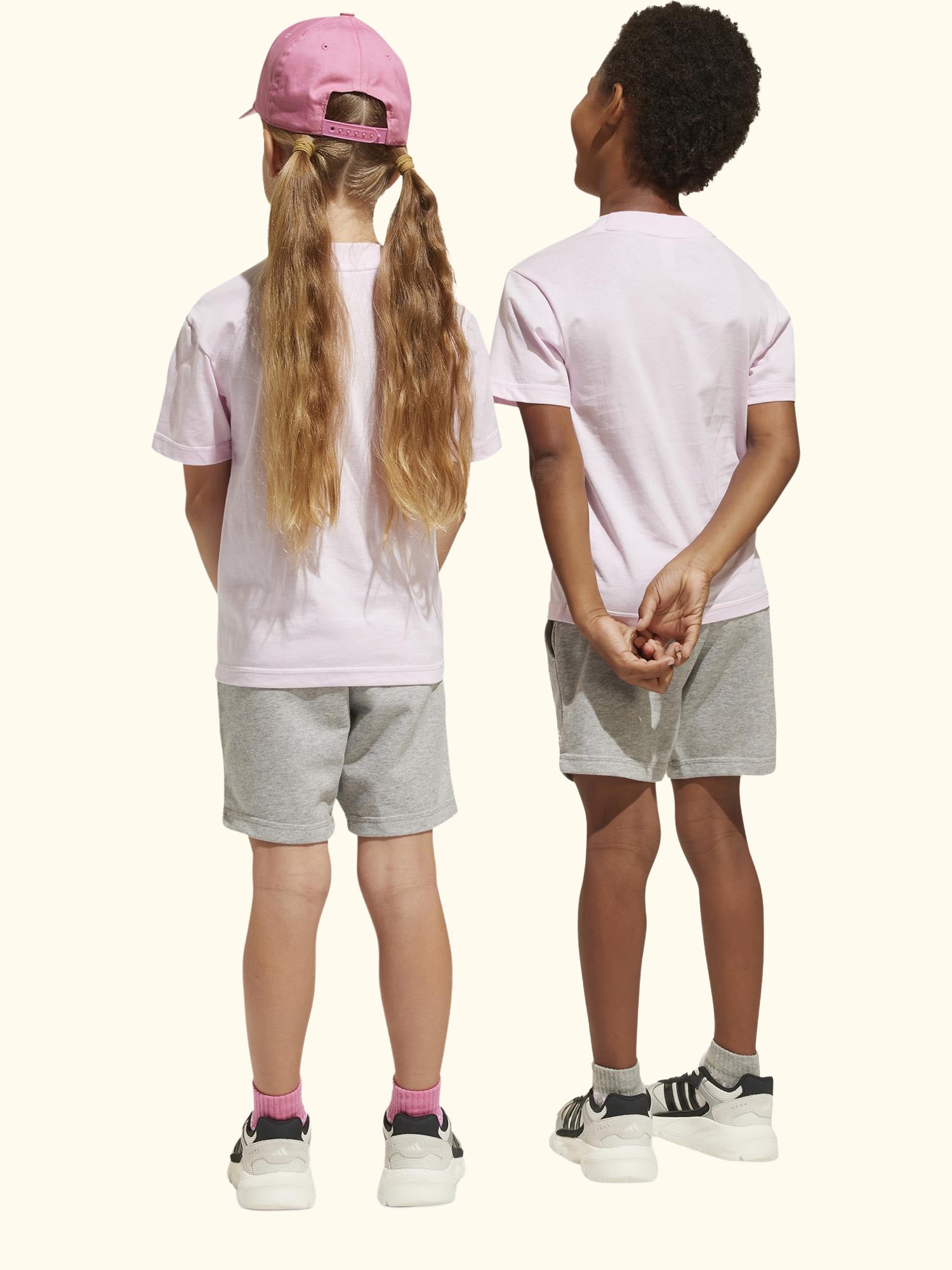 Kids' Unisex Cotton Essentials T-Shirt Set, Pink/Grey