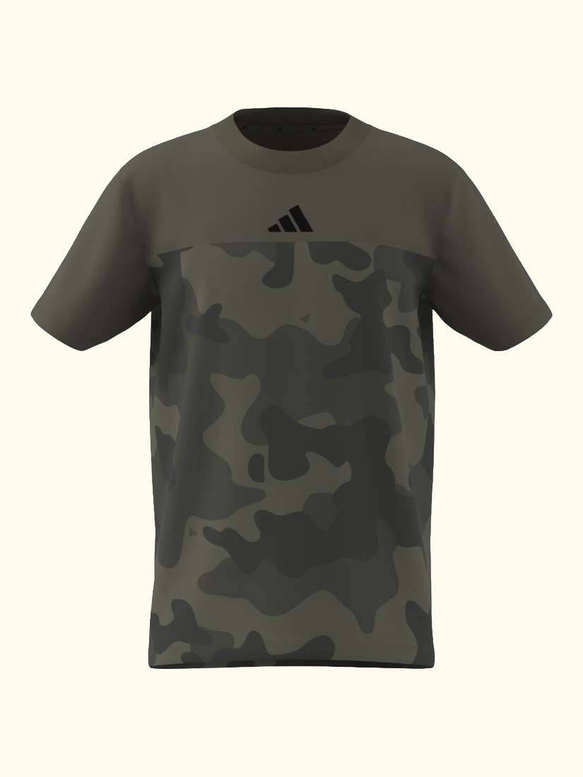 Kids' Cotton Seasonal Essentials Camo T-Shirt, Olive/Black