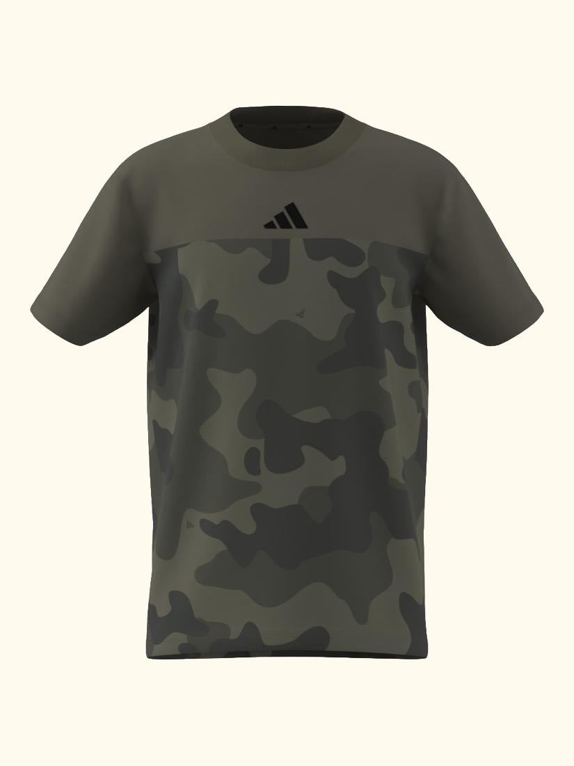 Kids' Cotton Seasonal Essentials Camo T-Shirt, Olive/Black