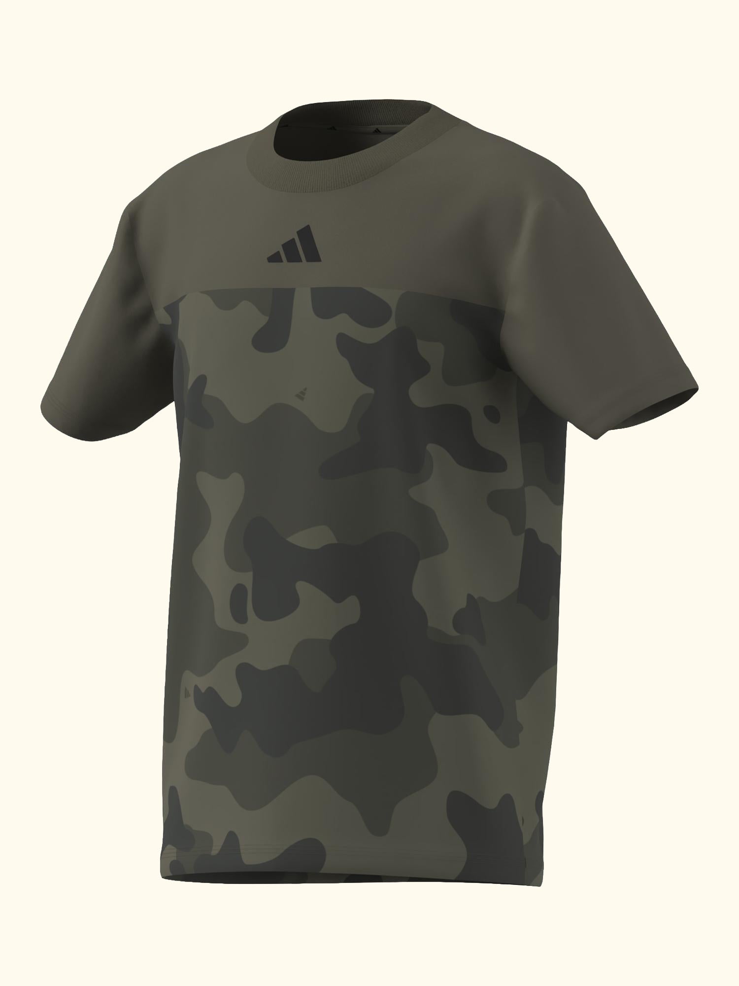 Kids' Cotton Seasonal Essentials Camo T-Shirt, Olive/Black