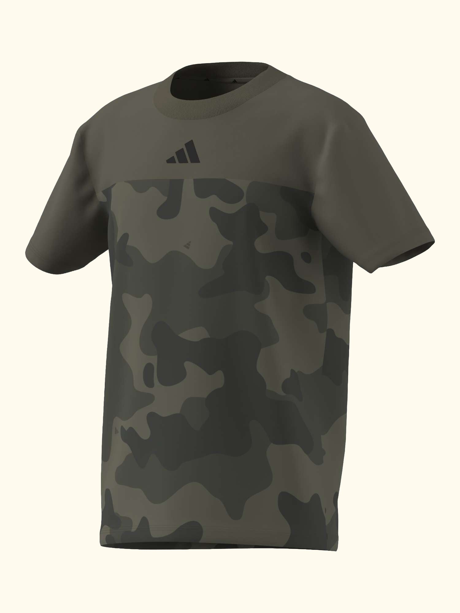 Kids' Cotton Seasonal Essentials Camo T-Shirt, Olive/Black
