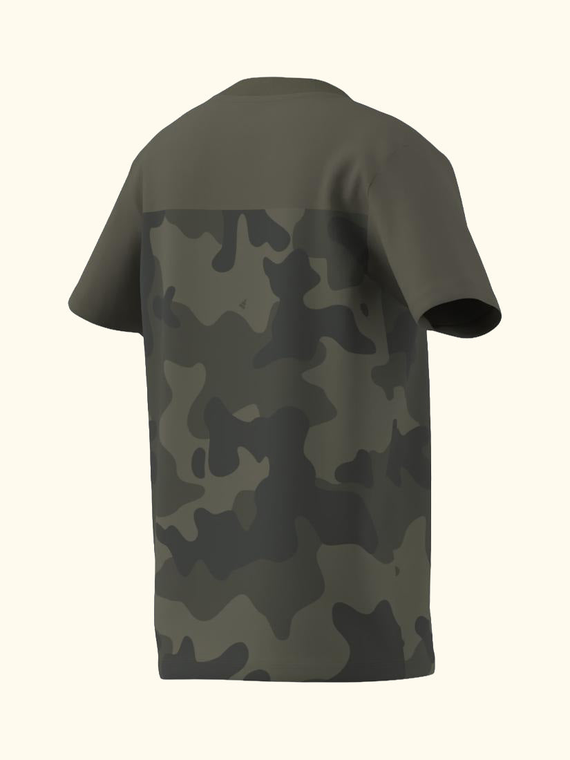 Kids' Cotton Seasonal Essentials Camo T-Shirt, Olive/Black