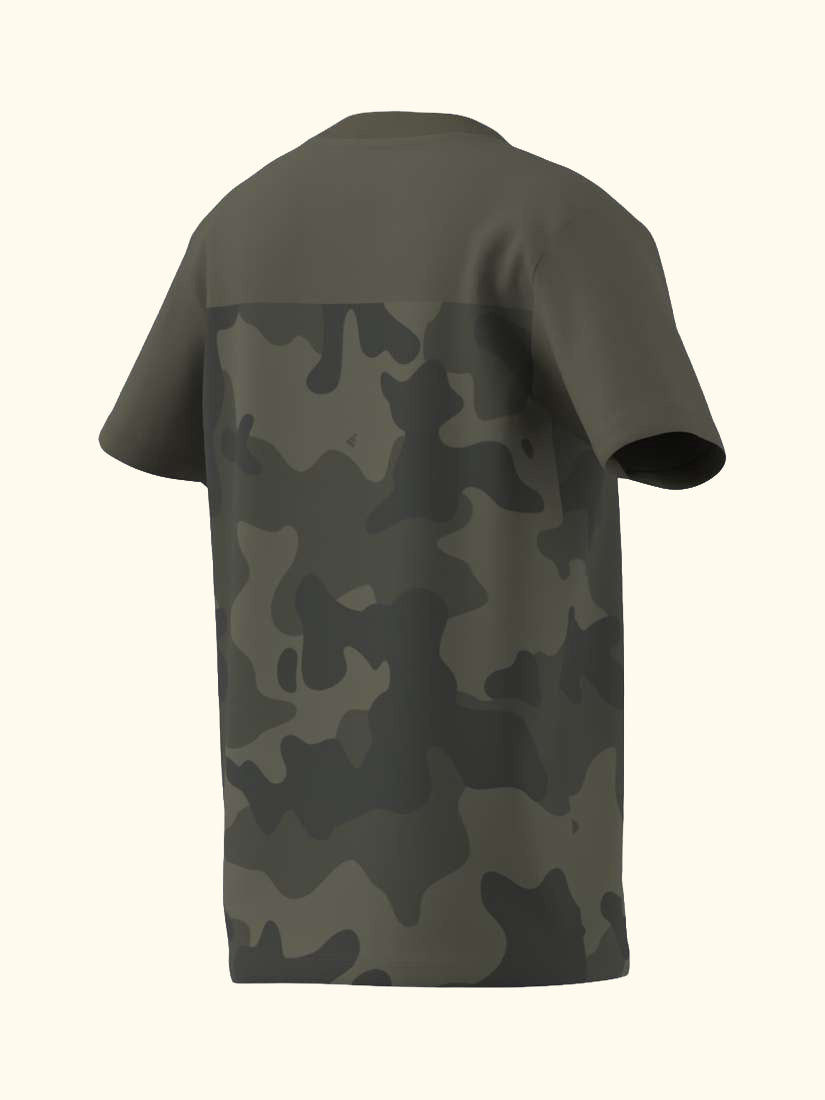 Kids' Cotton Seasonal Essentials Camo T-Shirt, Olive/Black