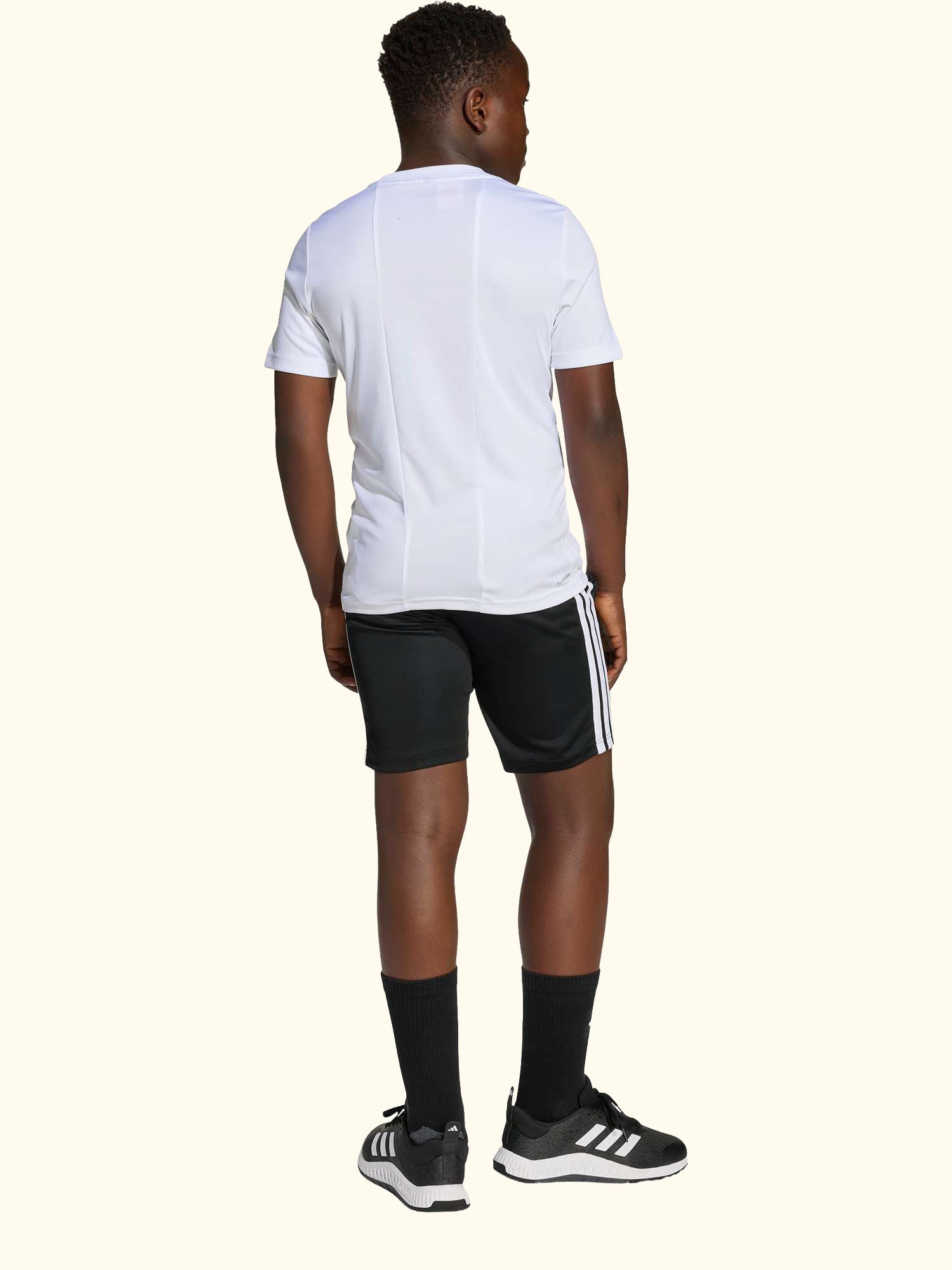 Kids' Train Essentials 3-Stripes T-Shirt and Shorts Set, White/Black