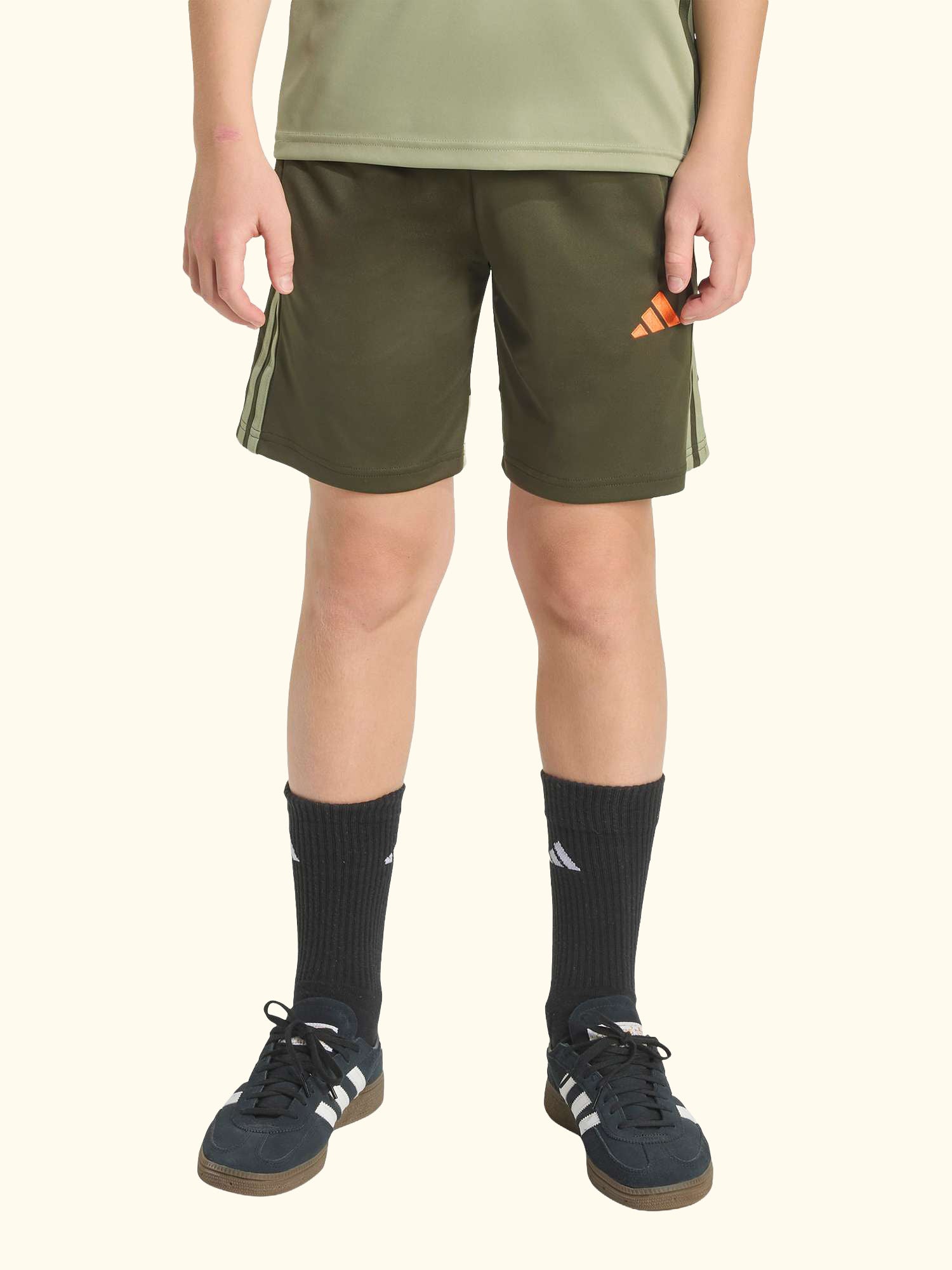 Kids' Tiro25 Essentials Shorts, Black/Green