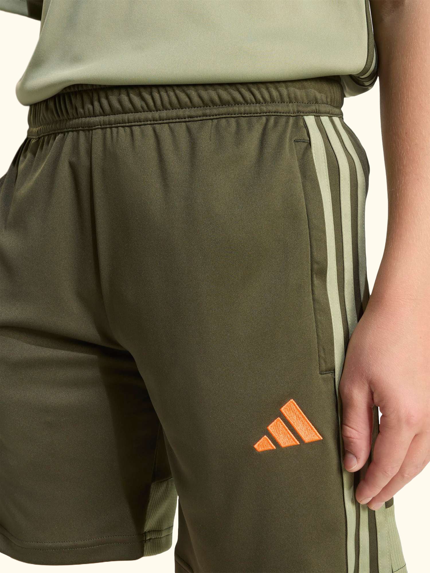 Kids' Tiro25 Essentials Shorts, Black/Green
