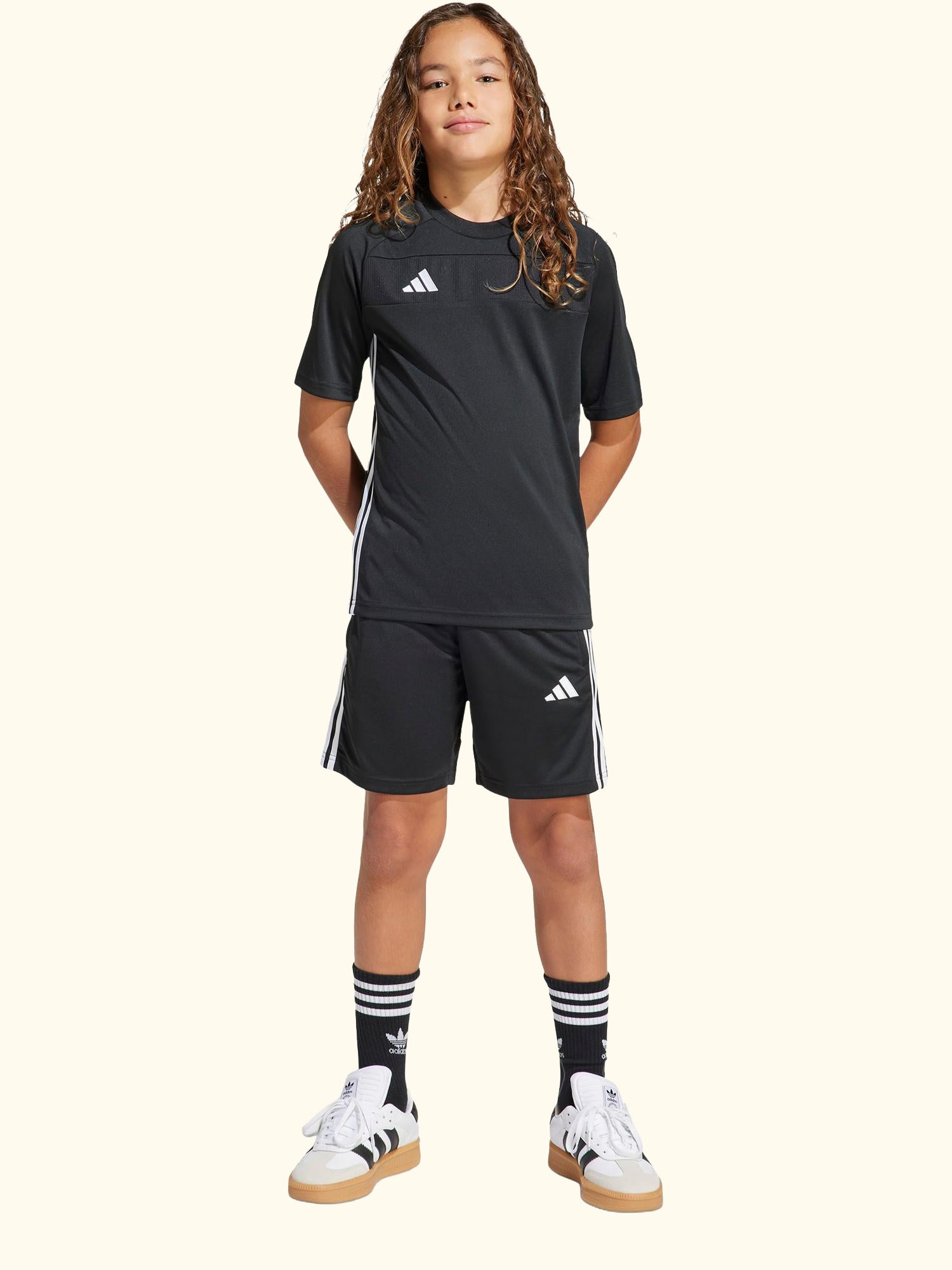 Kids' Tiro 25 Essentials Shorts, Black/White