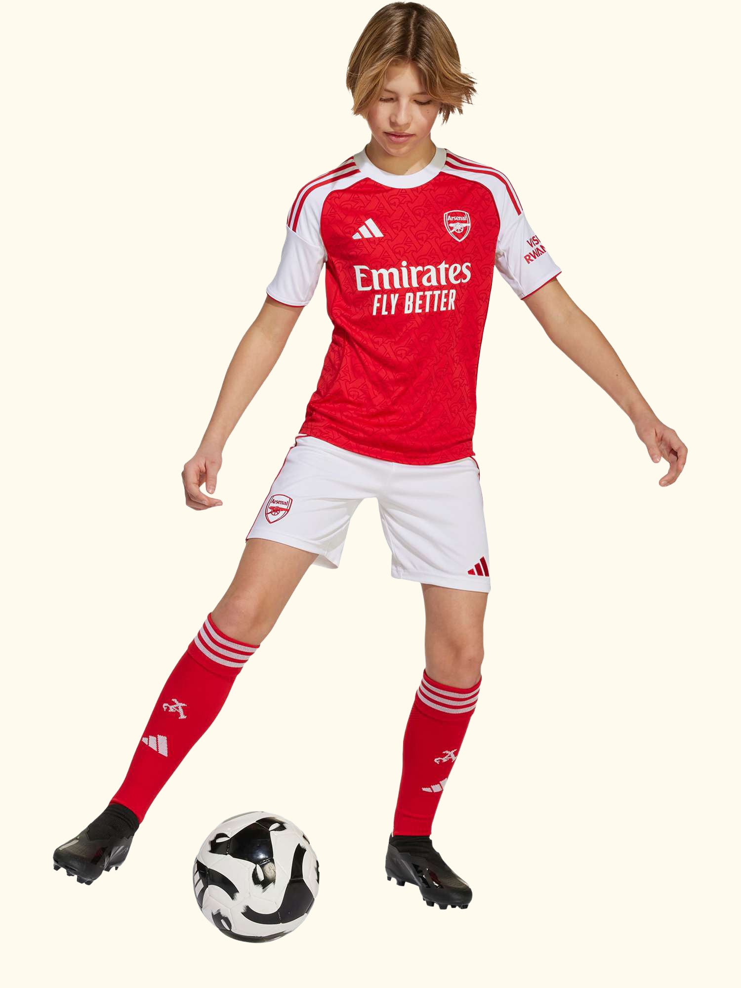 Kids' Arsenal Football Club Home Jersey Top, Betsca/White