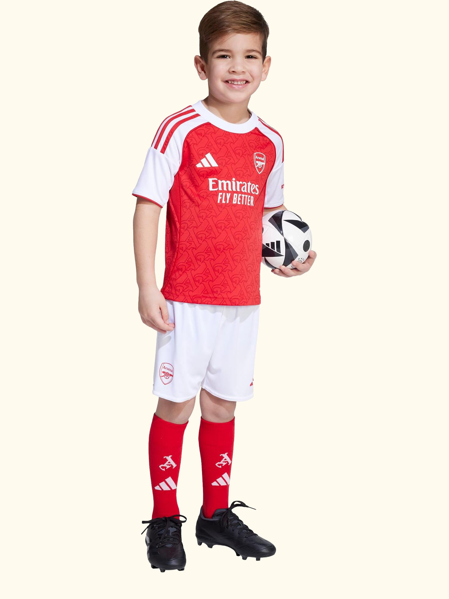 Kids' Arsenal Football Club Home Mini Kit, Betsca/White