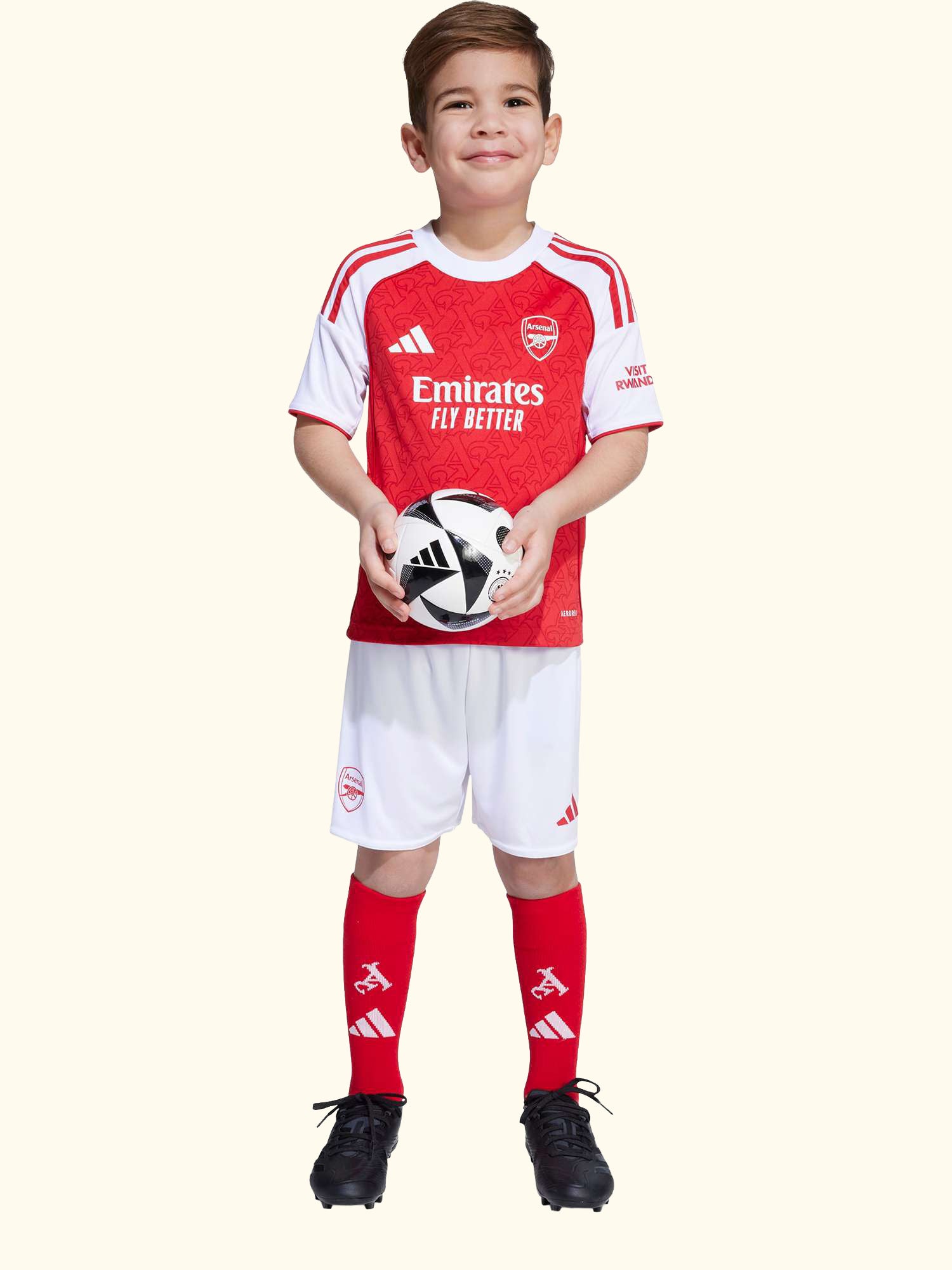 Kids' Arsenal Football Club Home Mini Kit, Betsca/White