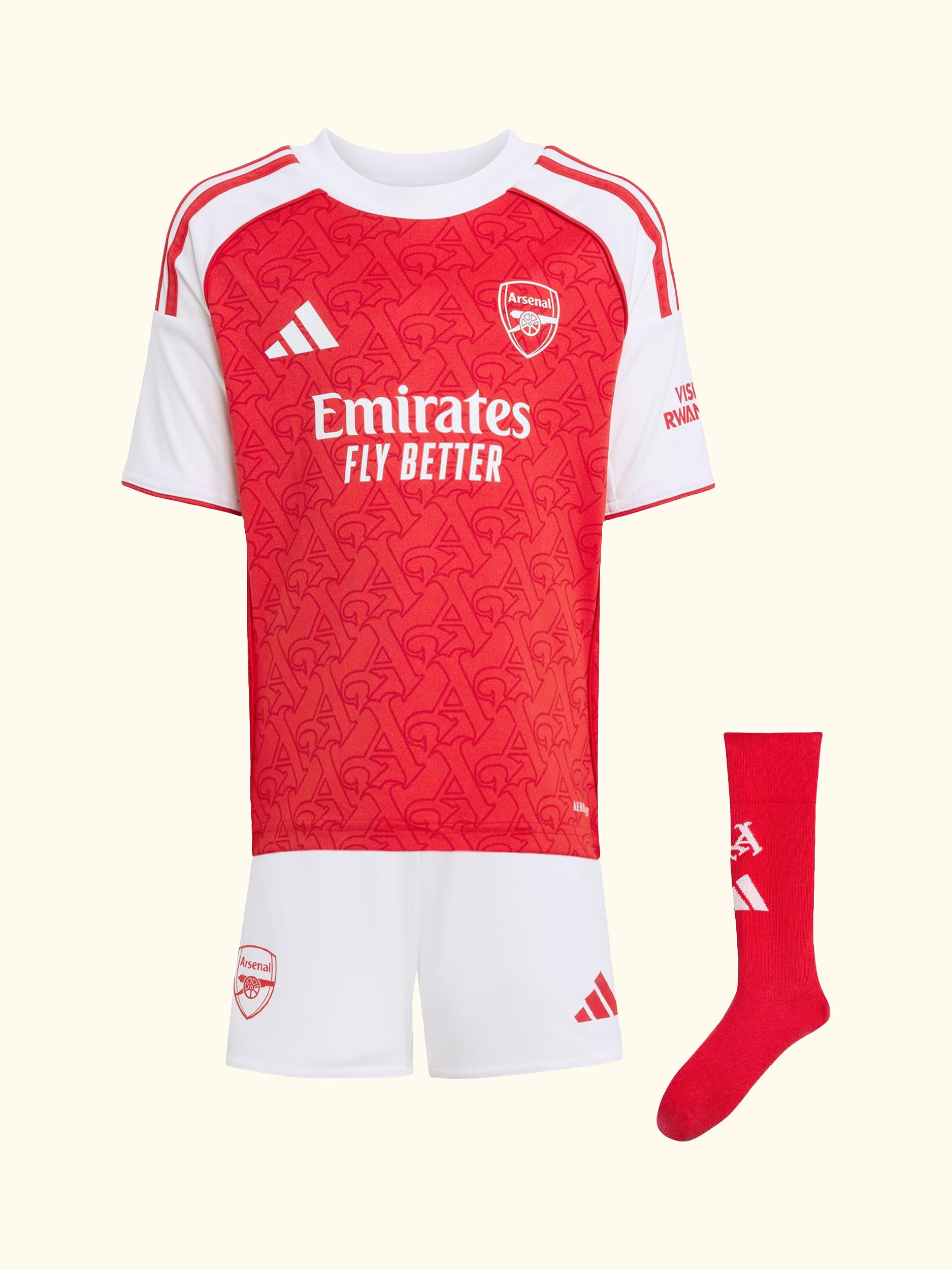 Kids' Arsenal Football Club Home Mini Kit, Betsca/White