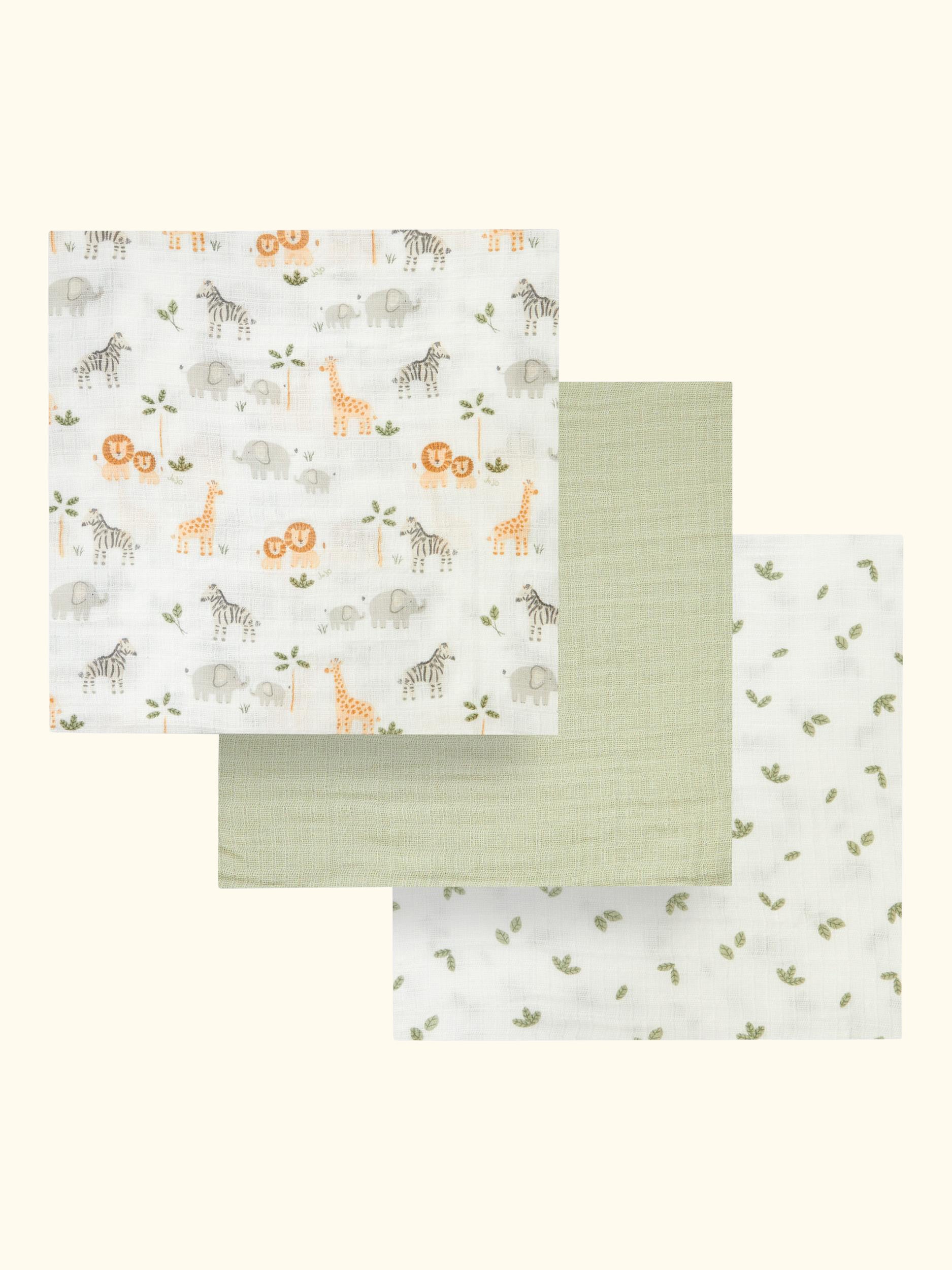 Safari Muslin Cloths, Pack of 3, Green