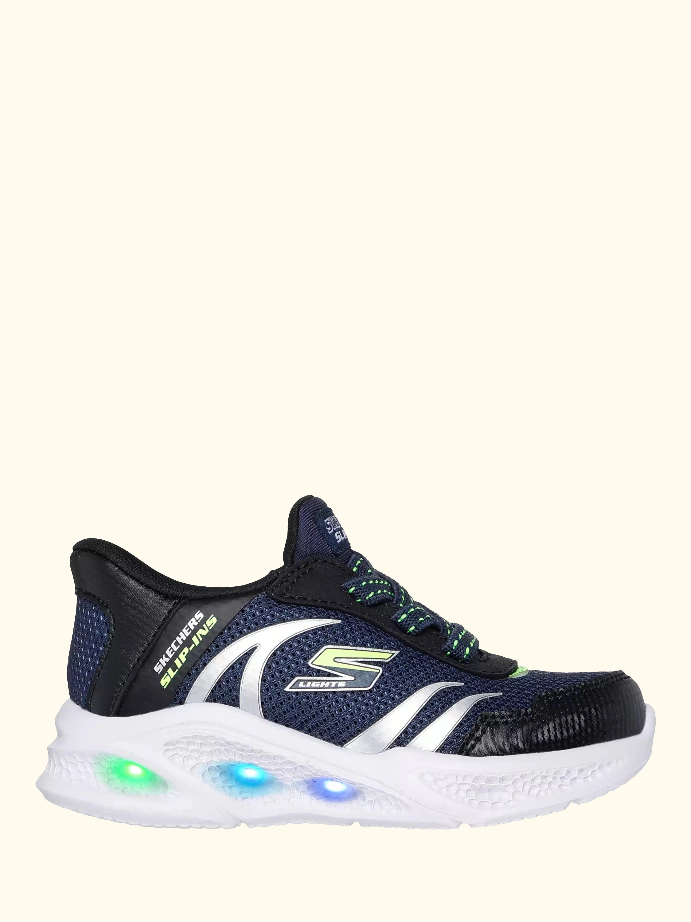 Skechers Kids' Slip-Ins S-Lights Meteor Lights Trainers, Navy/Black
