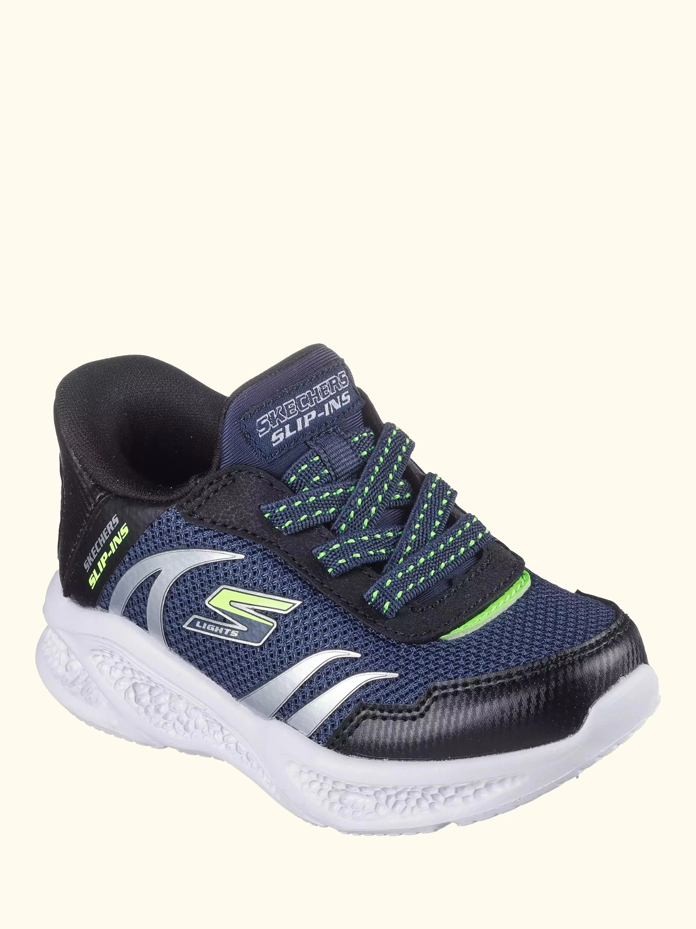 Skechers Kids' Slip-Ins S-Lights Meteor Lights Trainers, Navy/Black