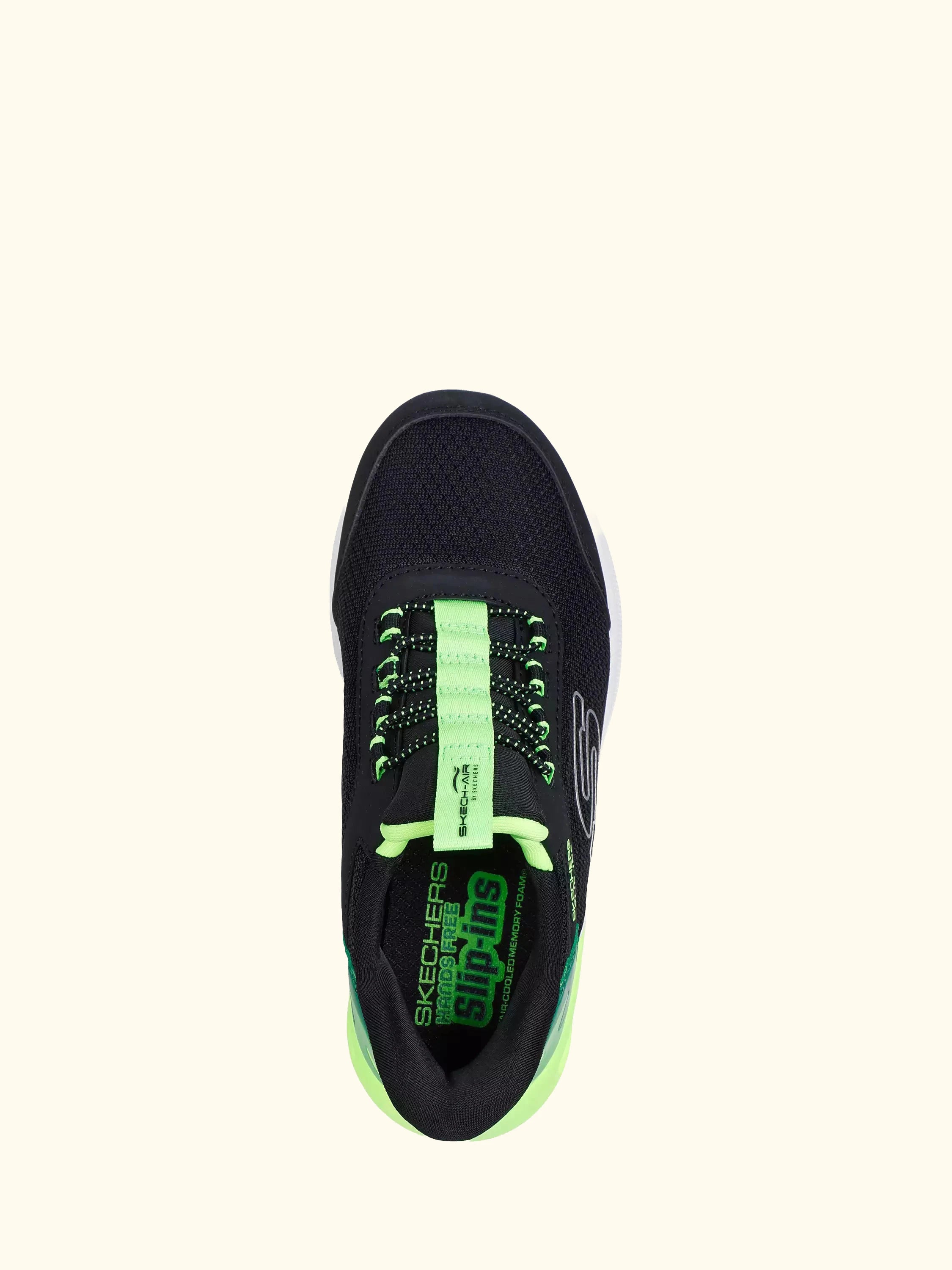 Skechers Kids' Slip-In Microspec Max Trainers, Black/Lime