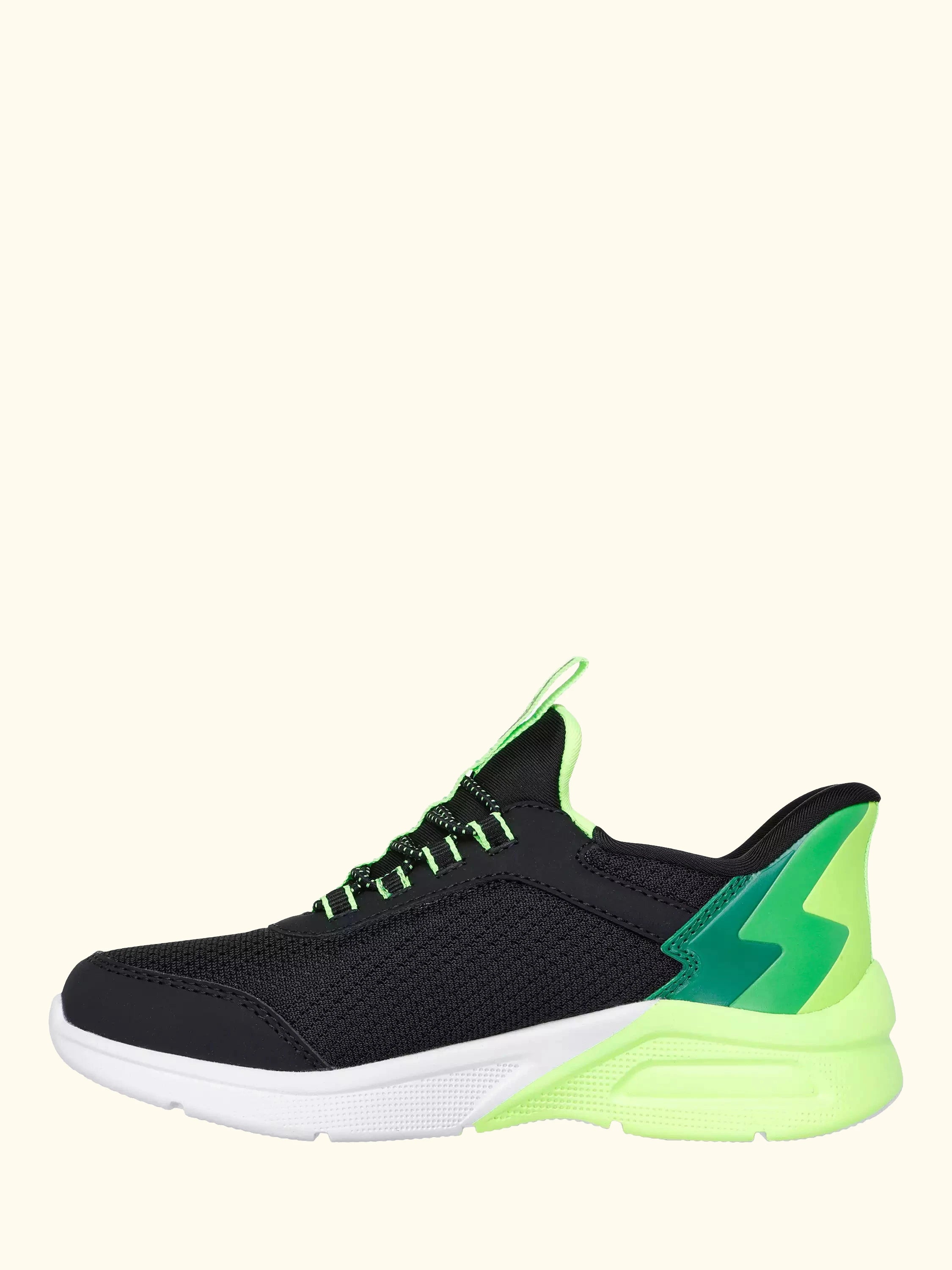 Skechers Kids' Slip-In Microspec Max Trainers, Black/Lime