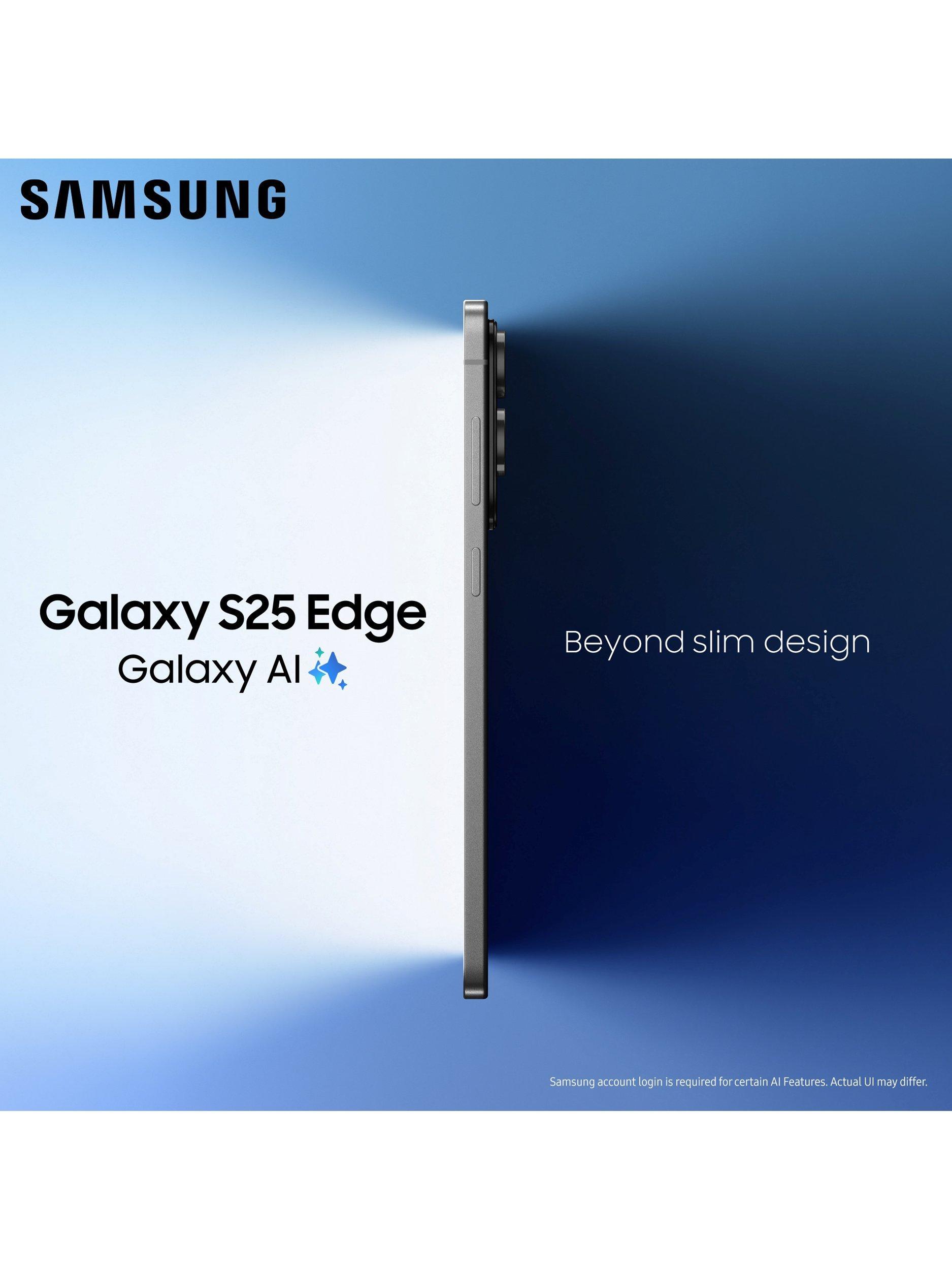 Galaxy S25 Edge Smartphone, 12GB RAM, 6.7”, Galaxy AI, 5G, SIM Free, Titanium Jetblack, 256GB