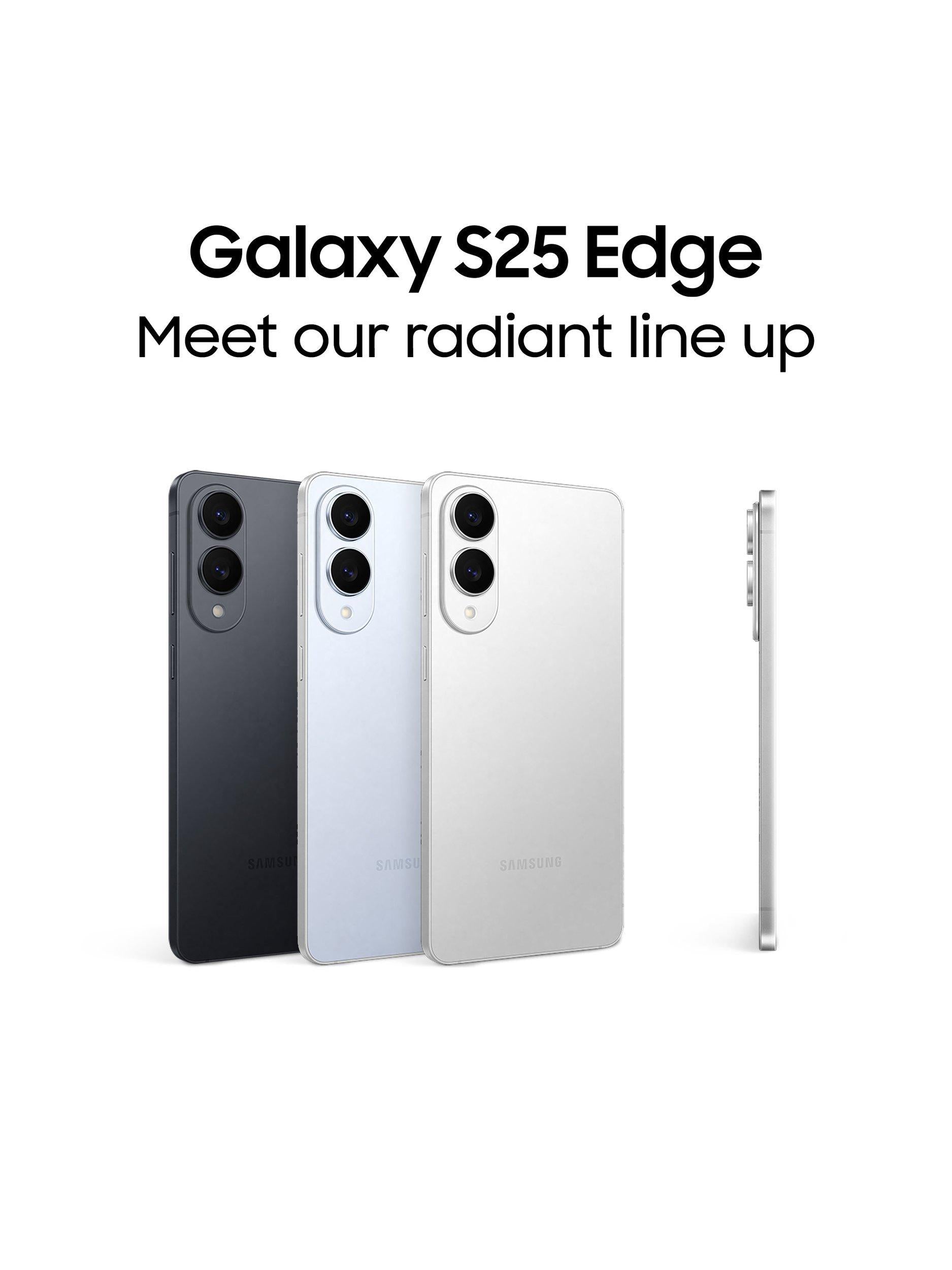 Galaxy S25 Edge Smartphone, 12GB RAM, 6.7”, Galaxy AI, 5G, SIM Free, Titanium Jetblack, 256GB