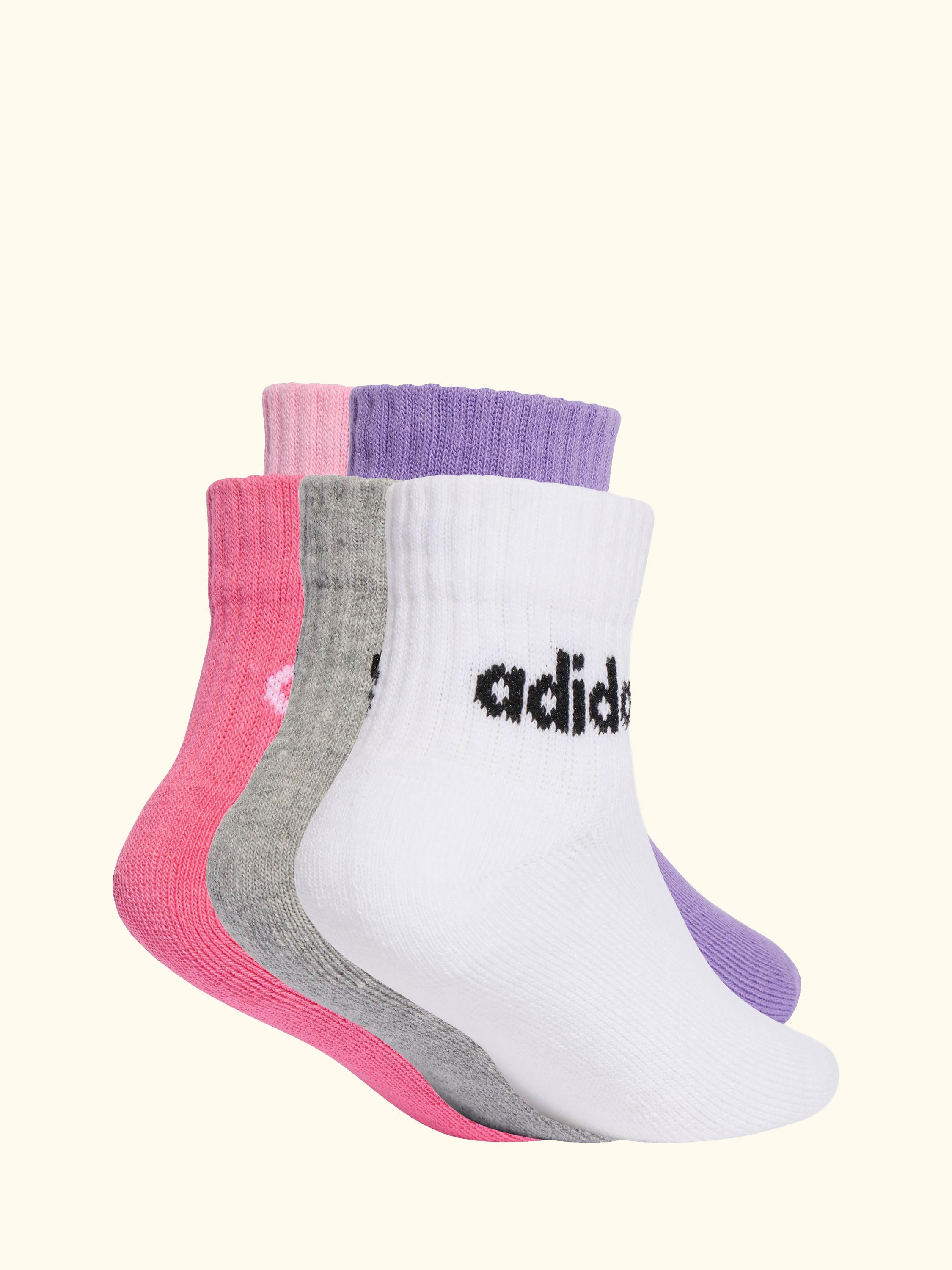 Kids' Cotton Blend Ankle Socks, Pack of 5, Pink/Grey/White, 2 - 3.5