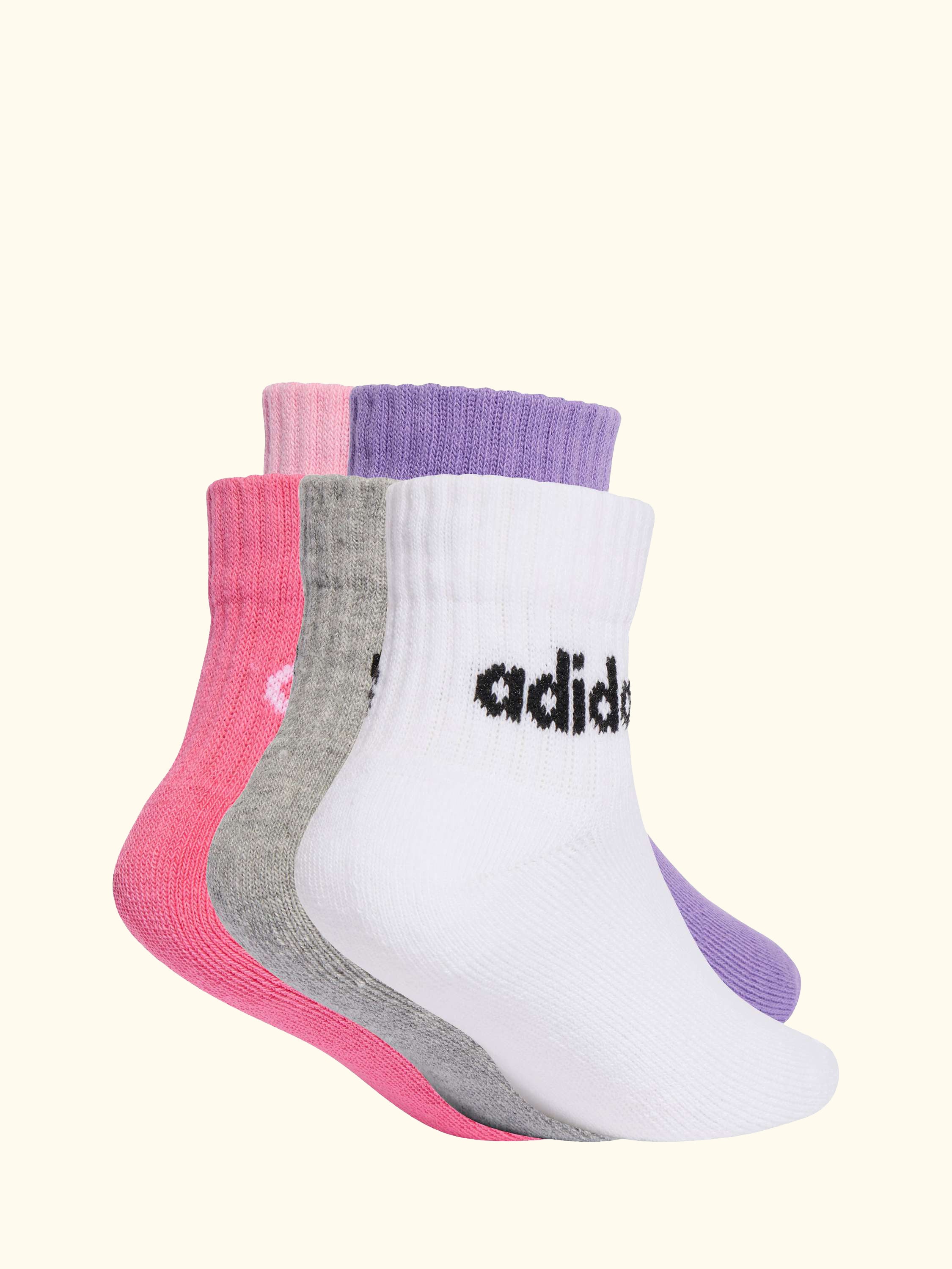 Kids' Cotton Blend Ankle Socks, Pack of 5, Pink/Grey/White, 2 - 3.5
