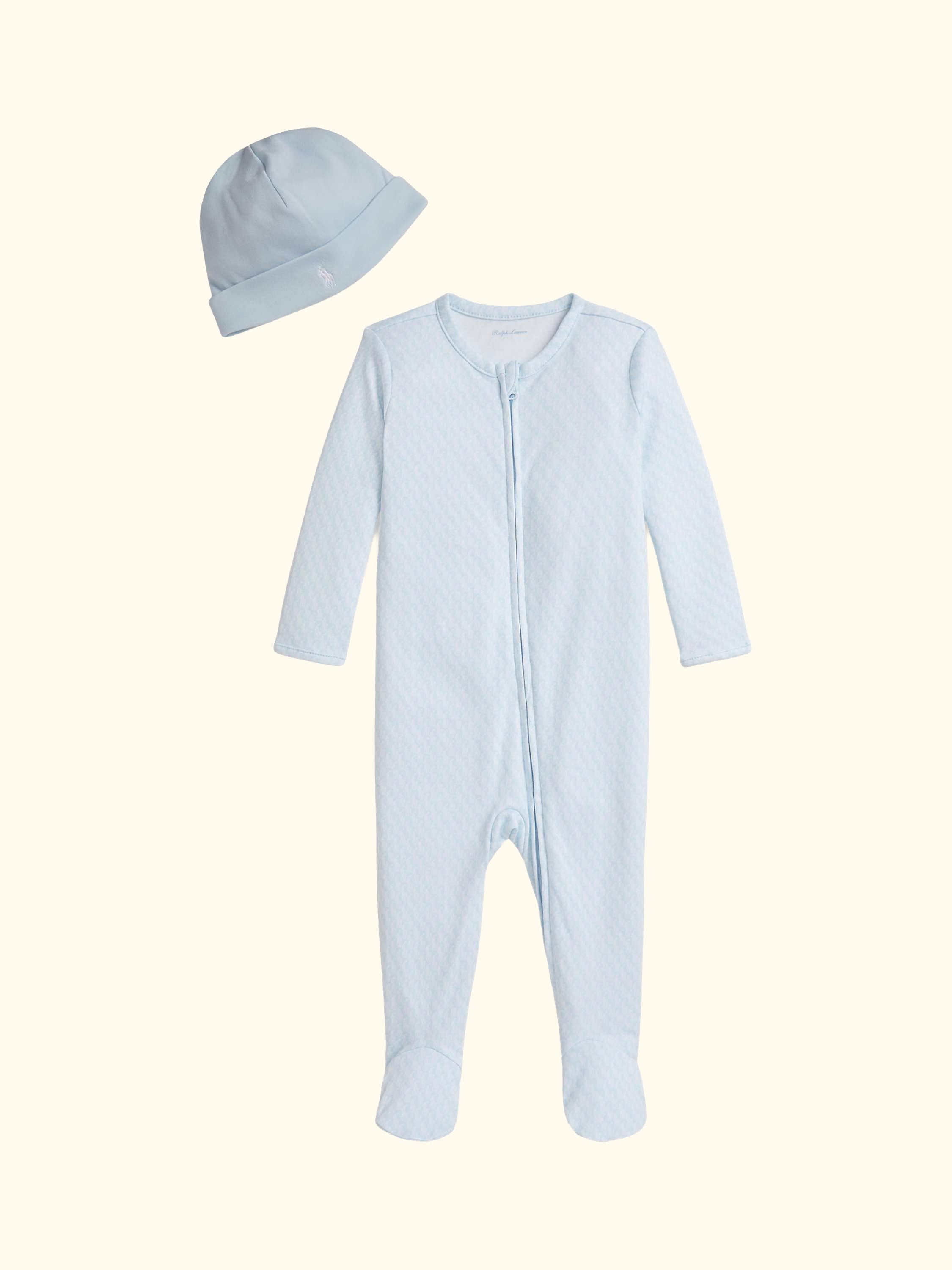 Baby Cotton Bodysuit and Beanie Gift Set, Blue