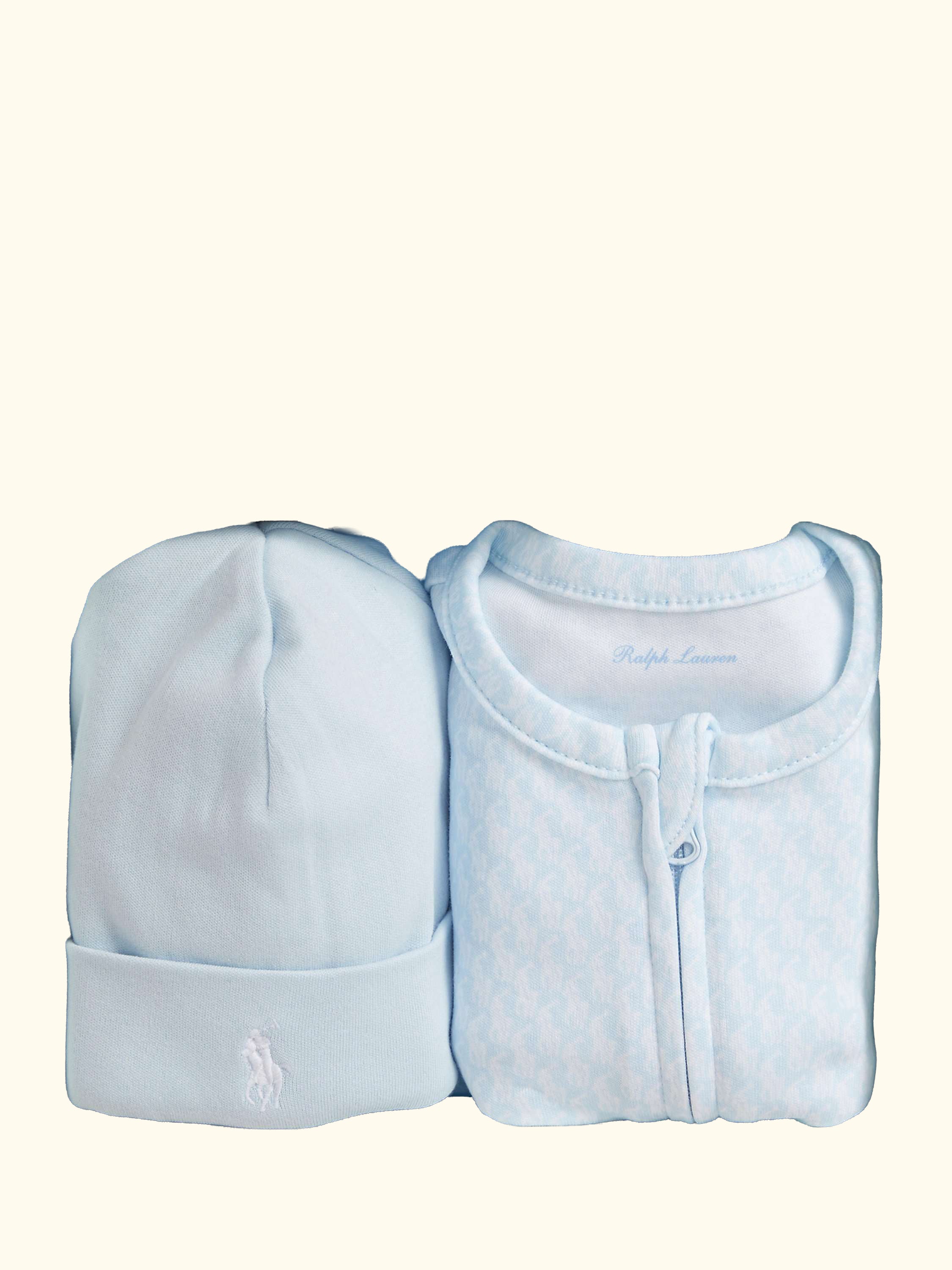 Baby Cotton Bodysuit and Beanie Gift Set, Blue