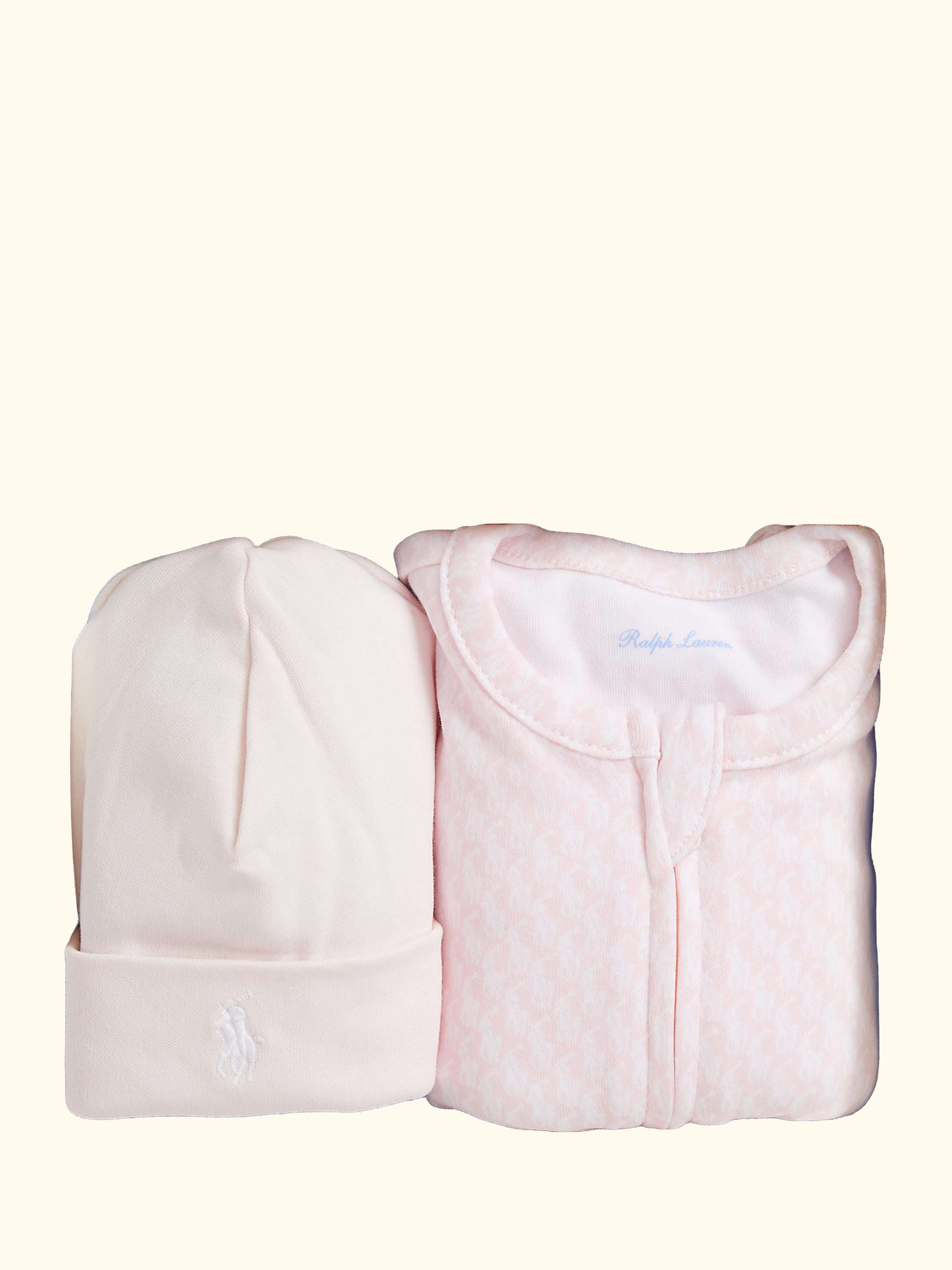 Baby Cotton Bodysuit and Beanie Gift Set, Peony