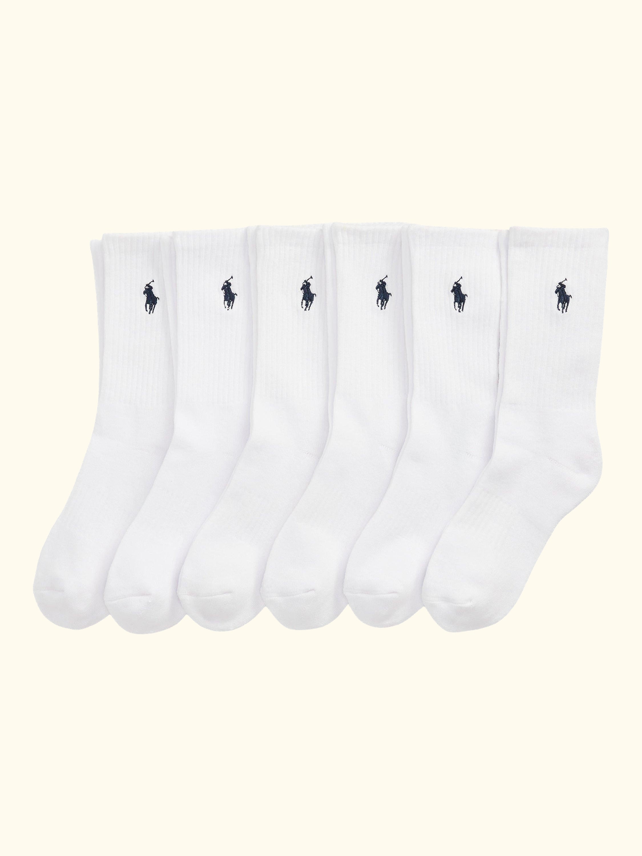 Kids' Cotton Blend Socks, Pack of 6, White, 7-9.5 Jnr