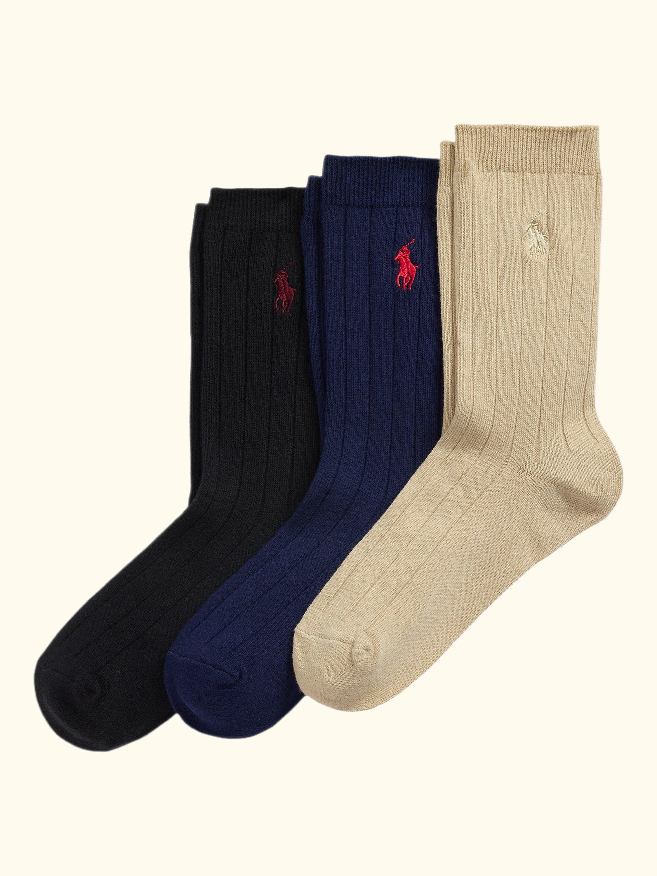 Kids' Cotton Blend Socks, Pack of 3, Tan, 10-12.5 Jnr