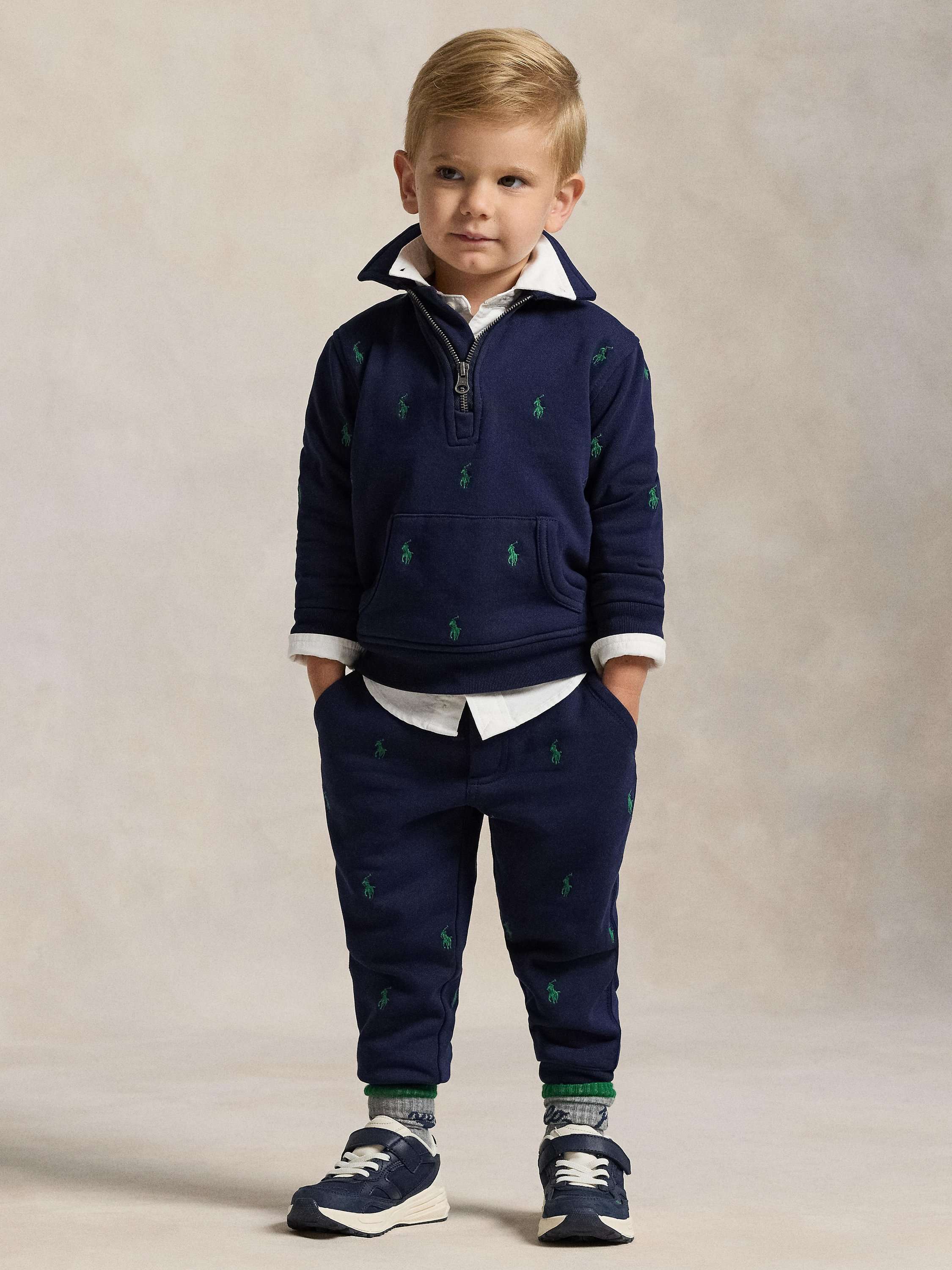 Polo Ralph Lauren Kids' Cotton Blend Logo Knit Joggers, Refined Navy