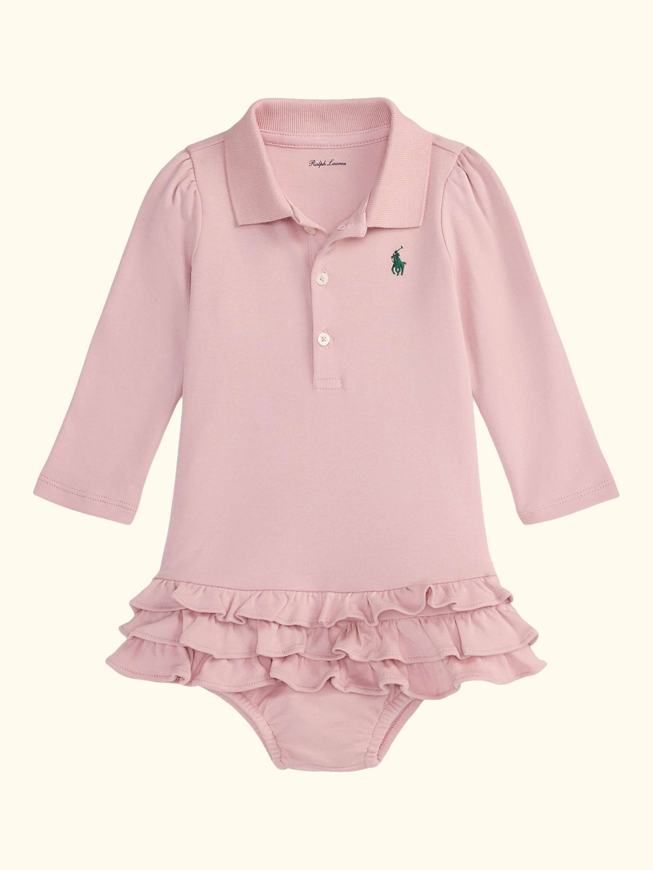 Baby Knitted Polo Dress, Surfside Rose