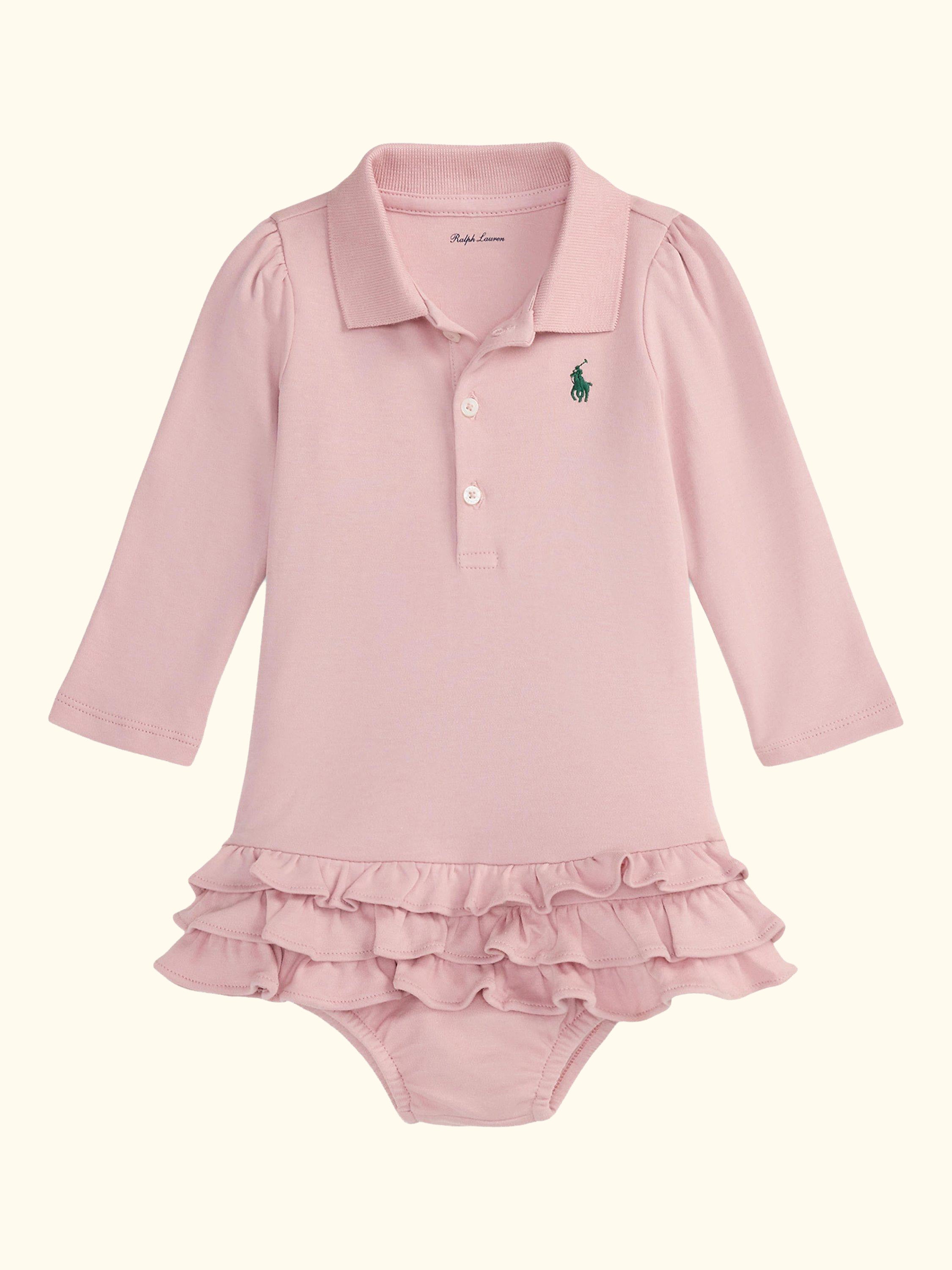 Baby Knitted Polo Dress, Surfside Rose
