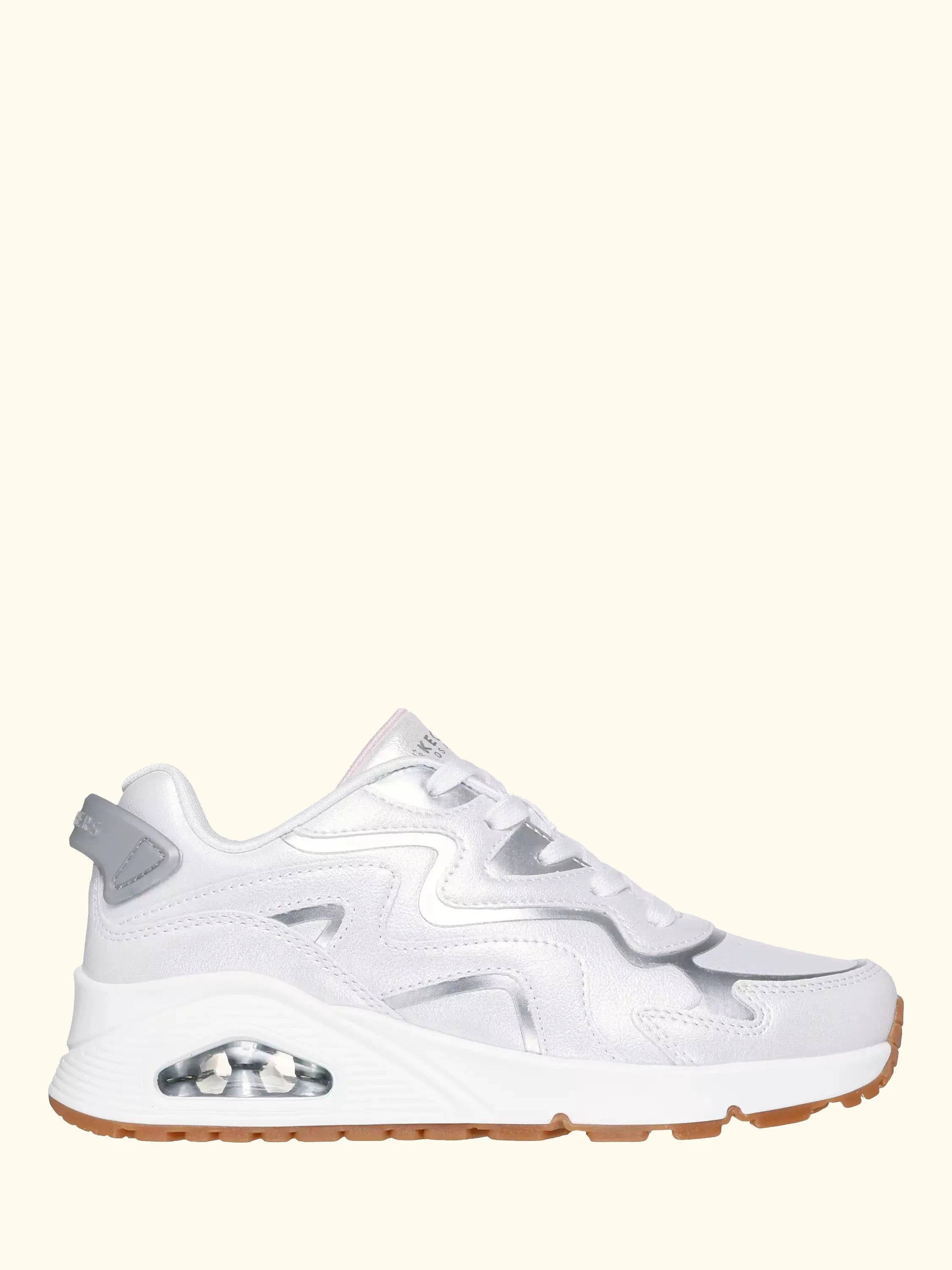 Skechers Kids' Street Uno Gen1 Wavy Shimmer Trainers, White/Silver