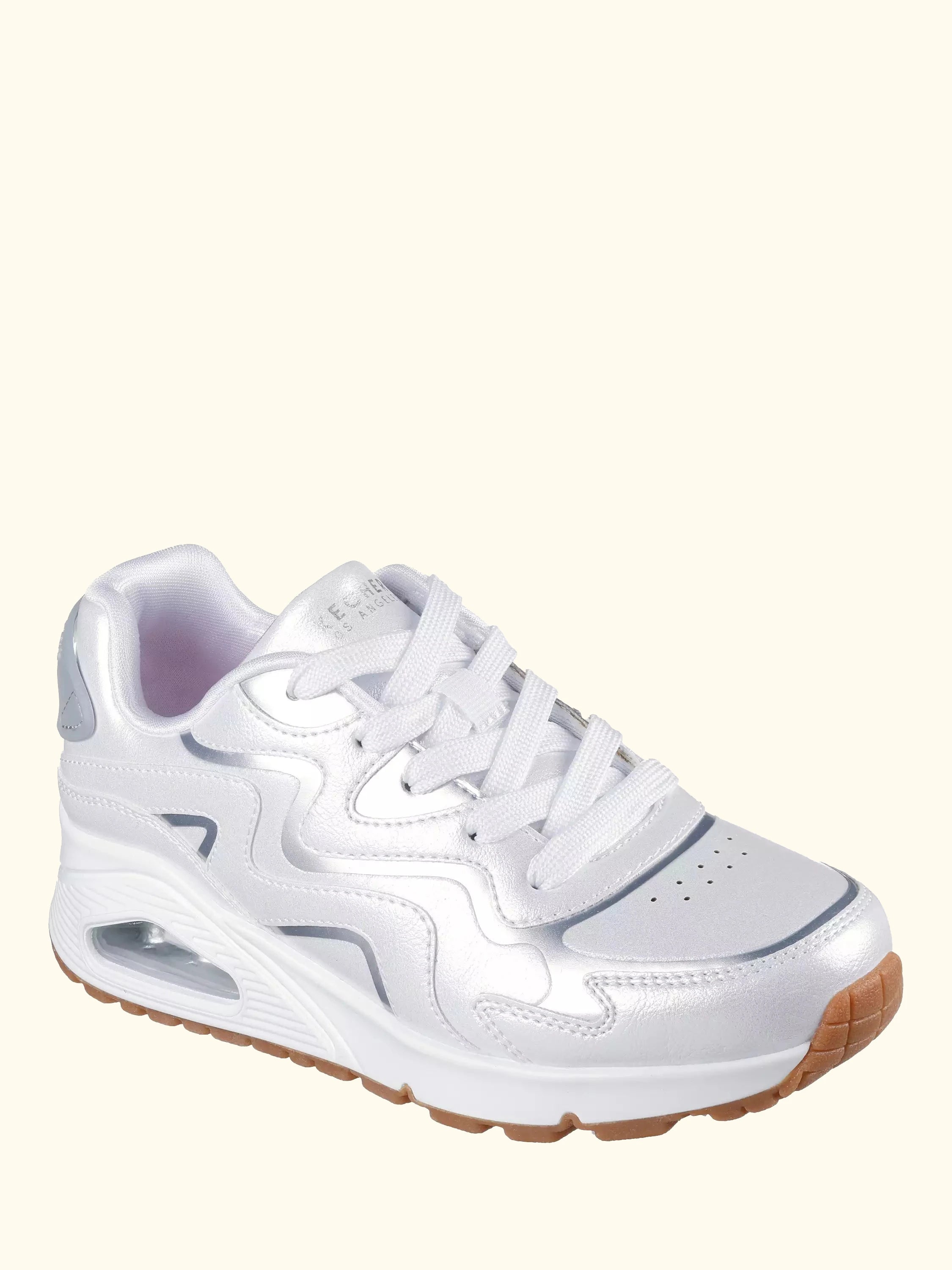 Skechers Kids' Street Uno Gen1 Wavy Shimmer Trainers, White/Silver