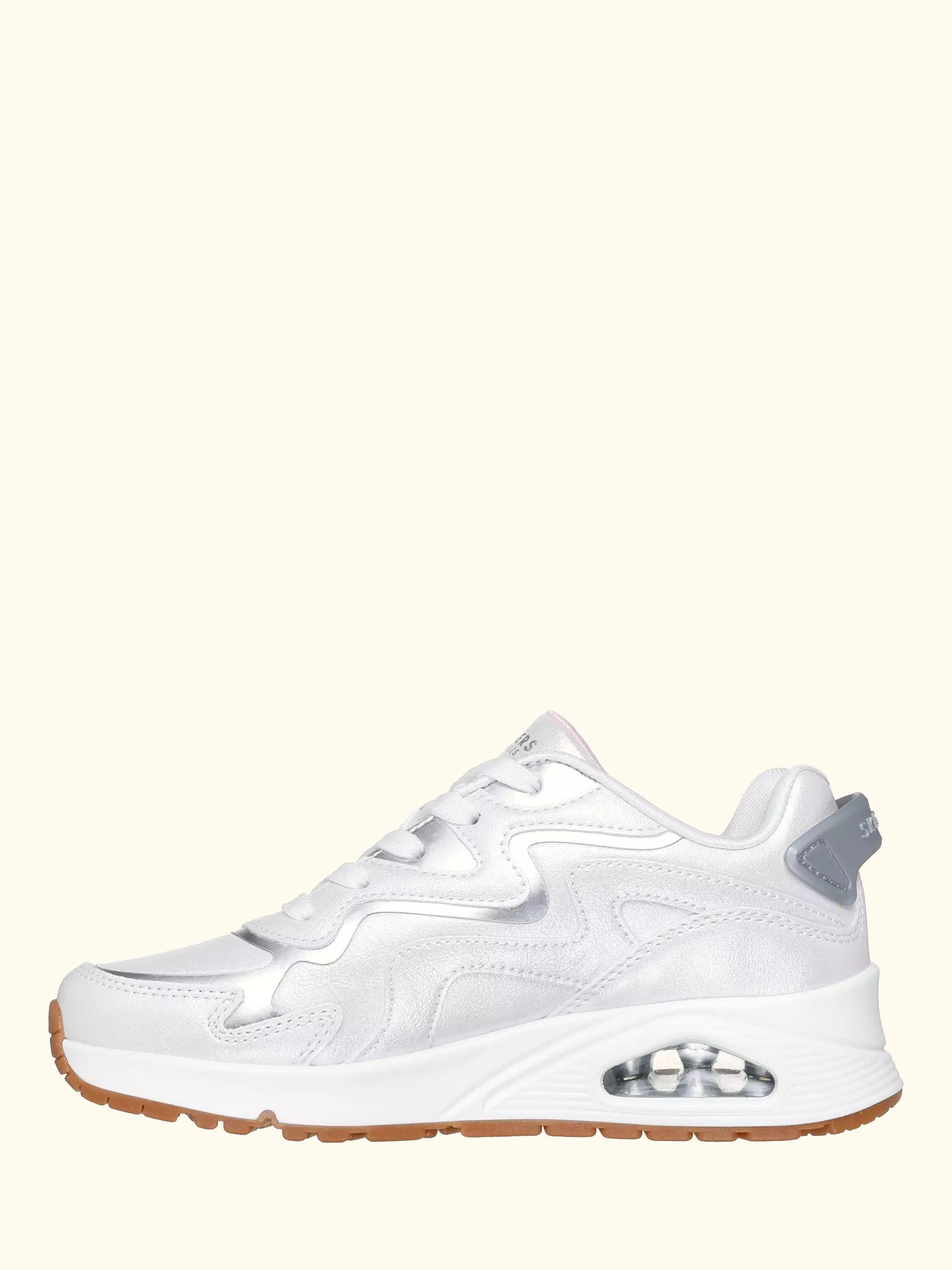 Skechers Kids' Street Uno Gen1 Wavy Shimmer Trainers, White/Silver